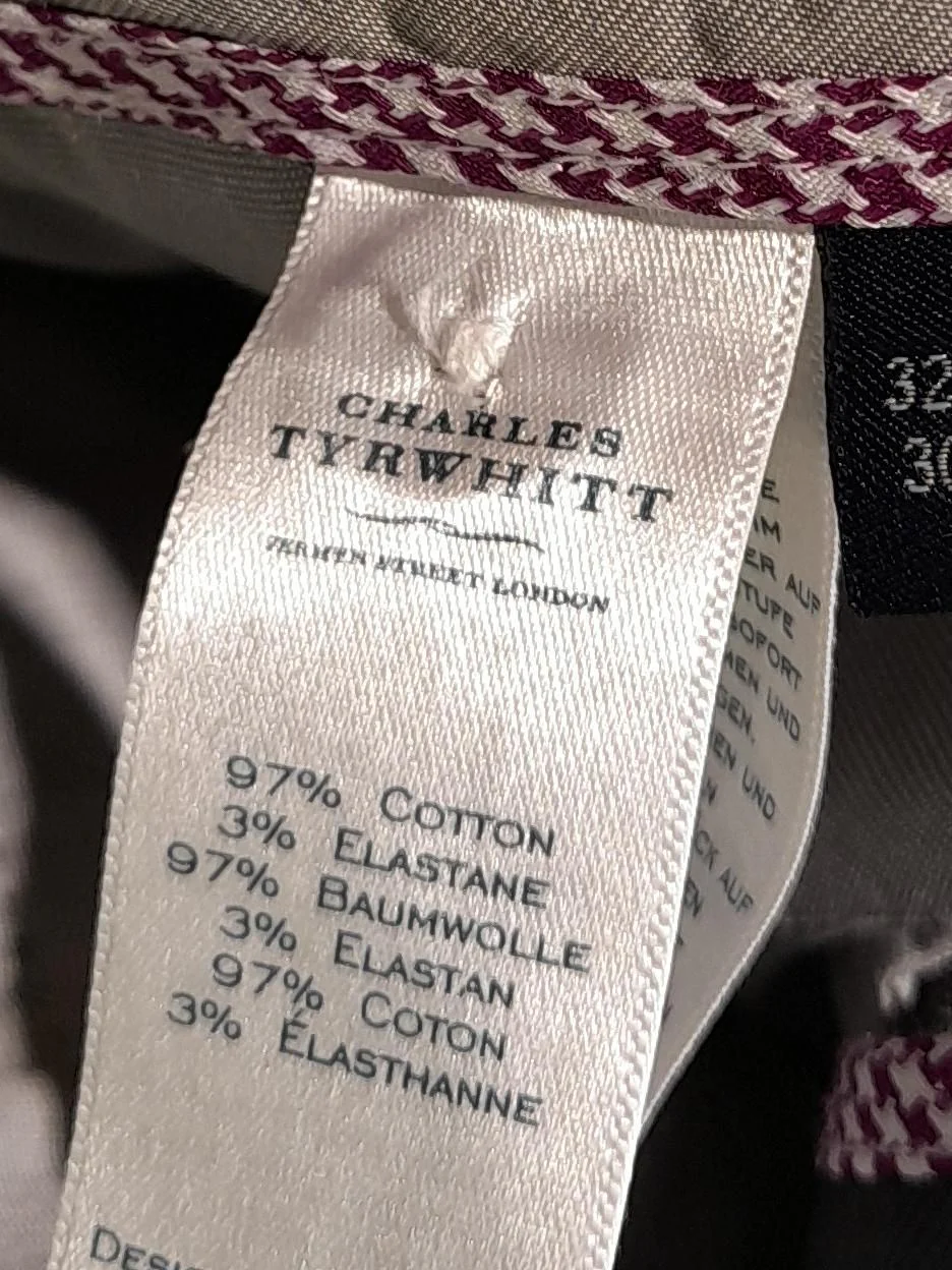 Charles Tyrwhitt Men's Trousers W 32 in Grey Cotton with Elastane Straight Chino - Image 5