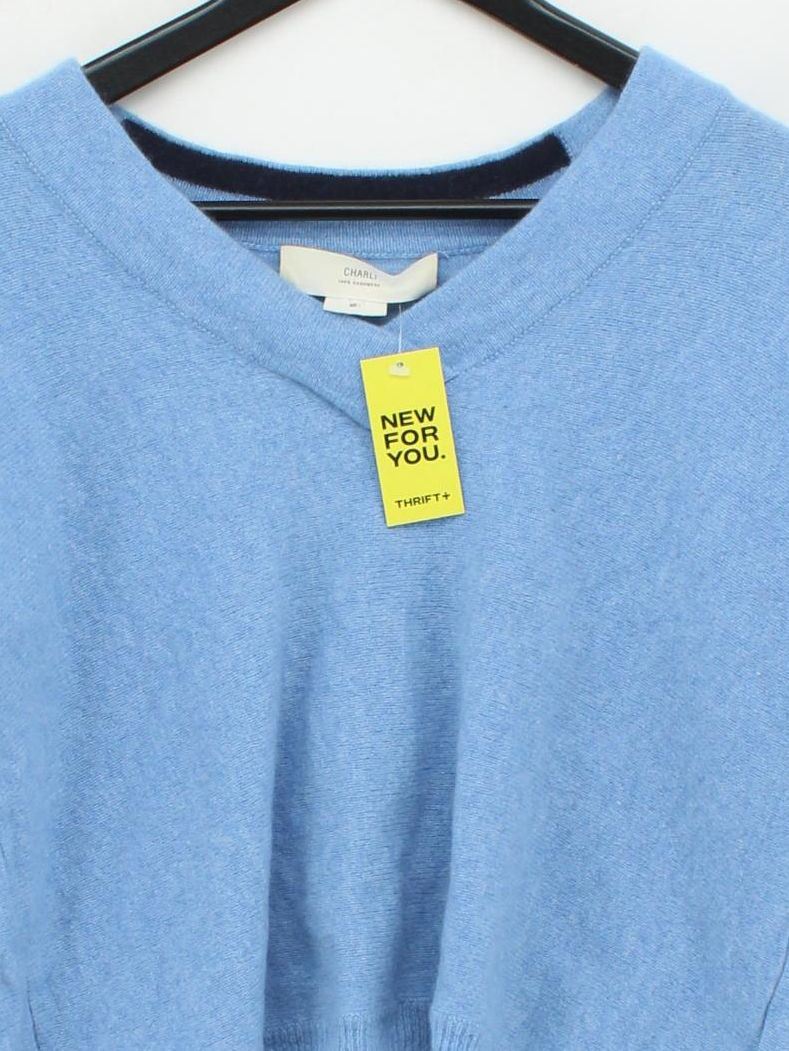 Charli Women's Jumper S Blue 100% Cashmere V-Neck Pullover - Image 3