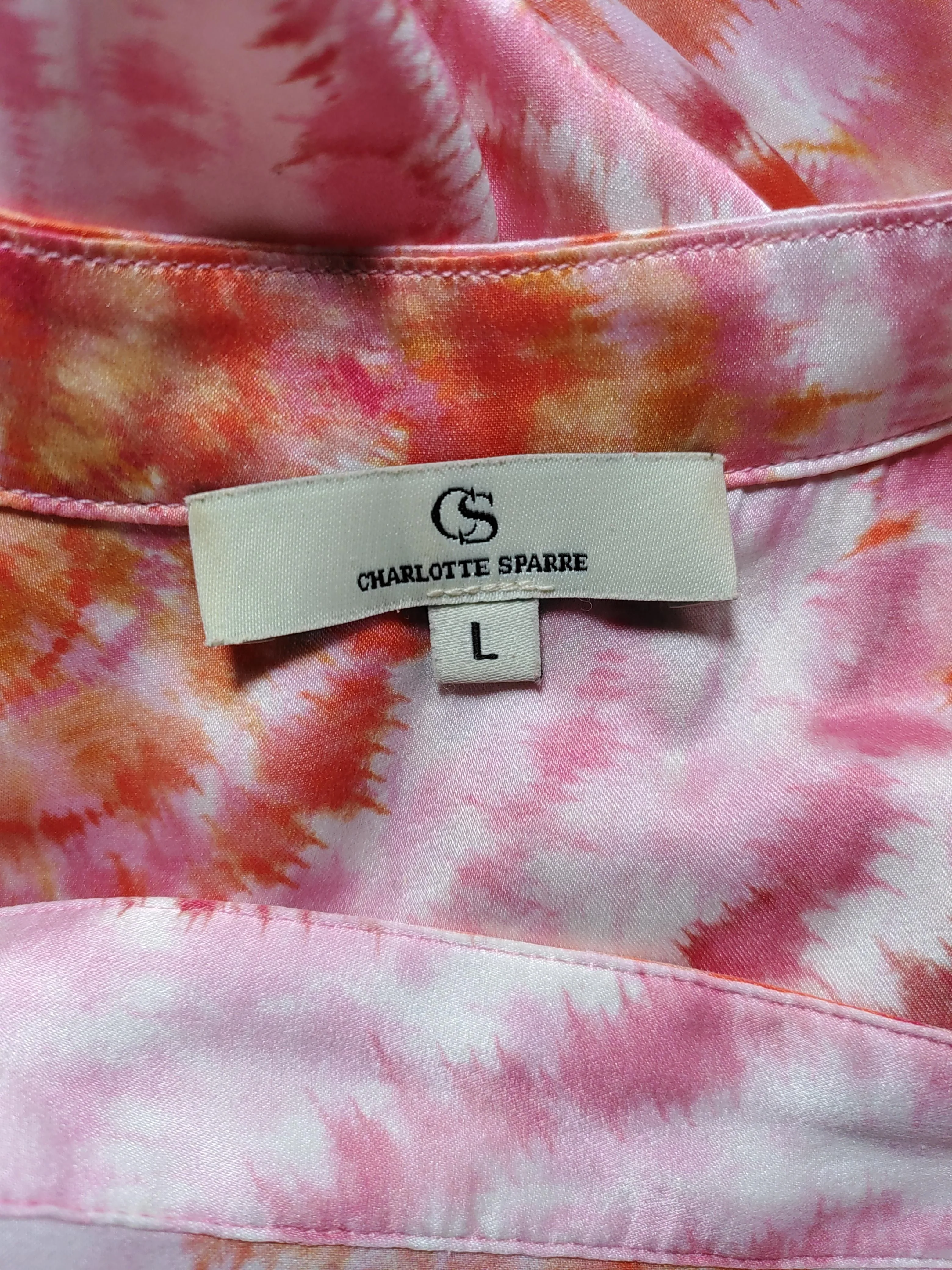 Charlotte Sparre Women's Top L Multi Silk with Spandex Long Sleeve V-Neck Basic - Image 5