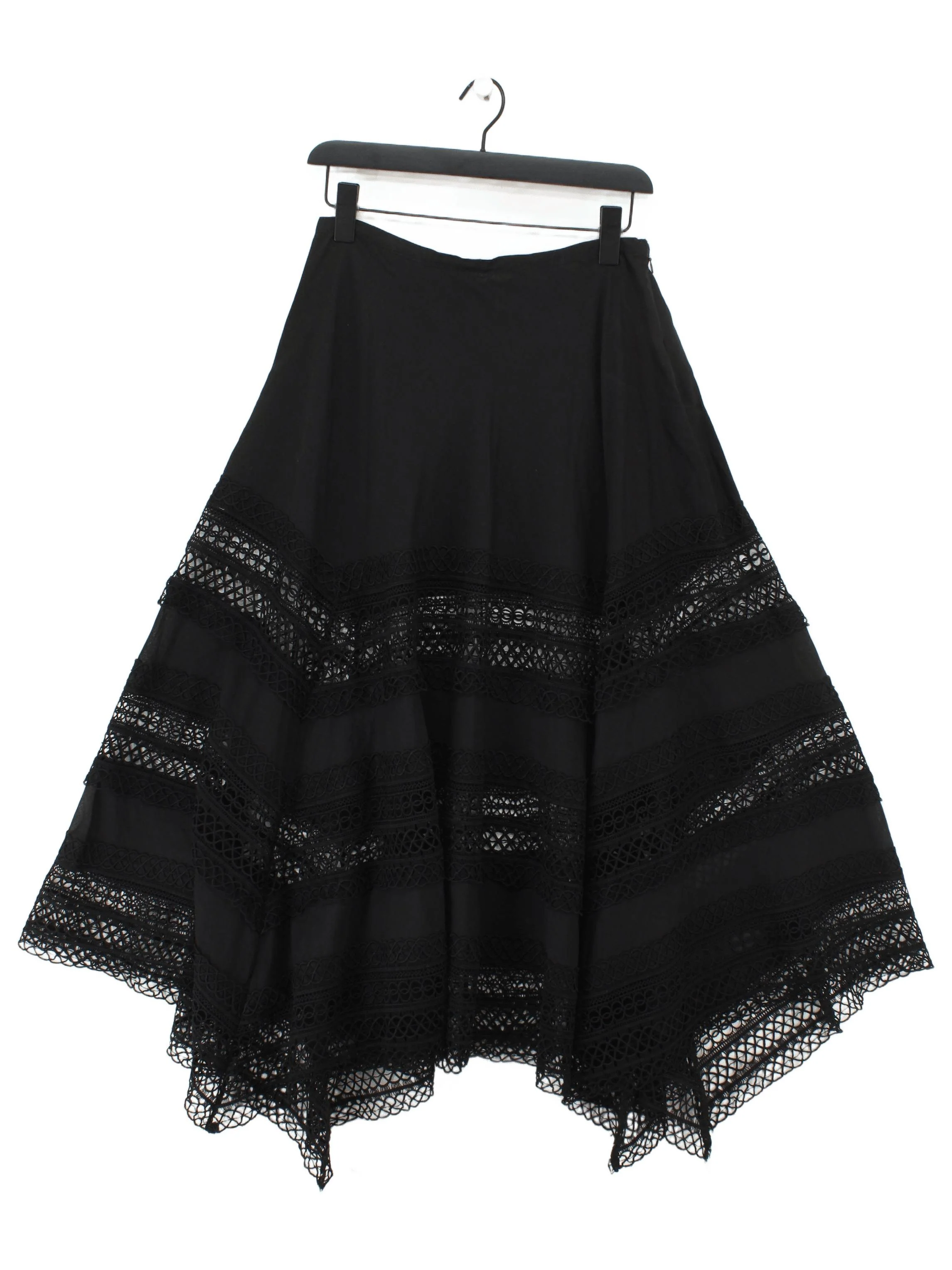 Charo Ruiz Women's Midi Skirt M Black Cotton with Polyester Midi A-Line