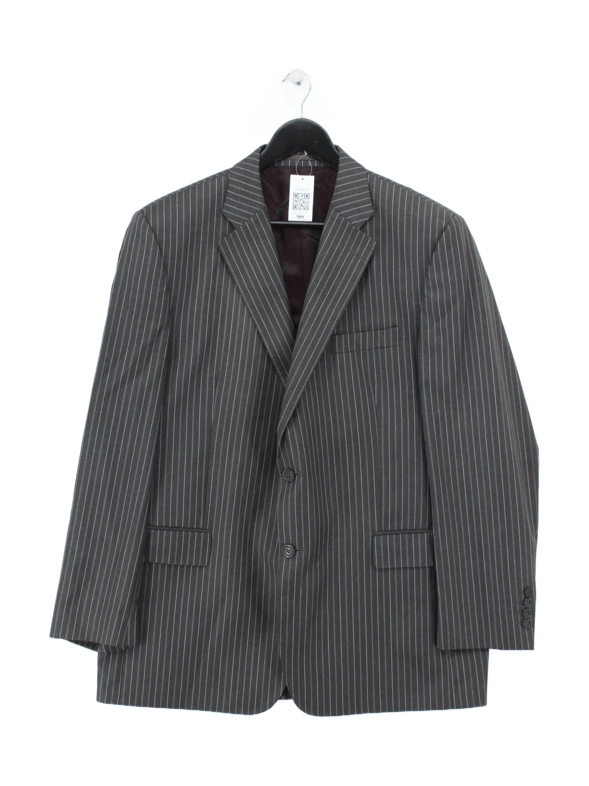 Chester Barrie Men's Blazer Chest: 44 in Grey Striped 100% Other Overcoat
