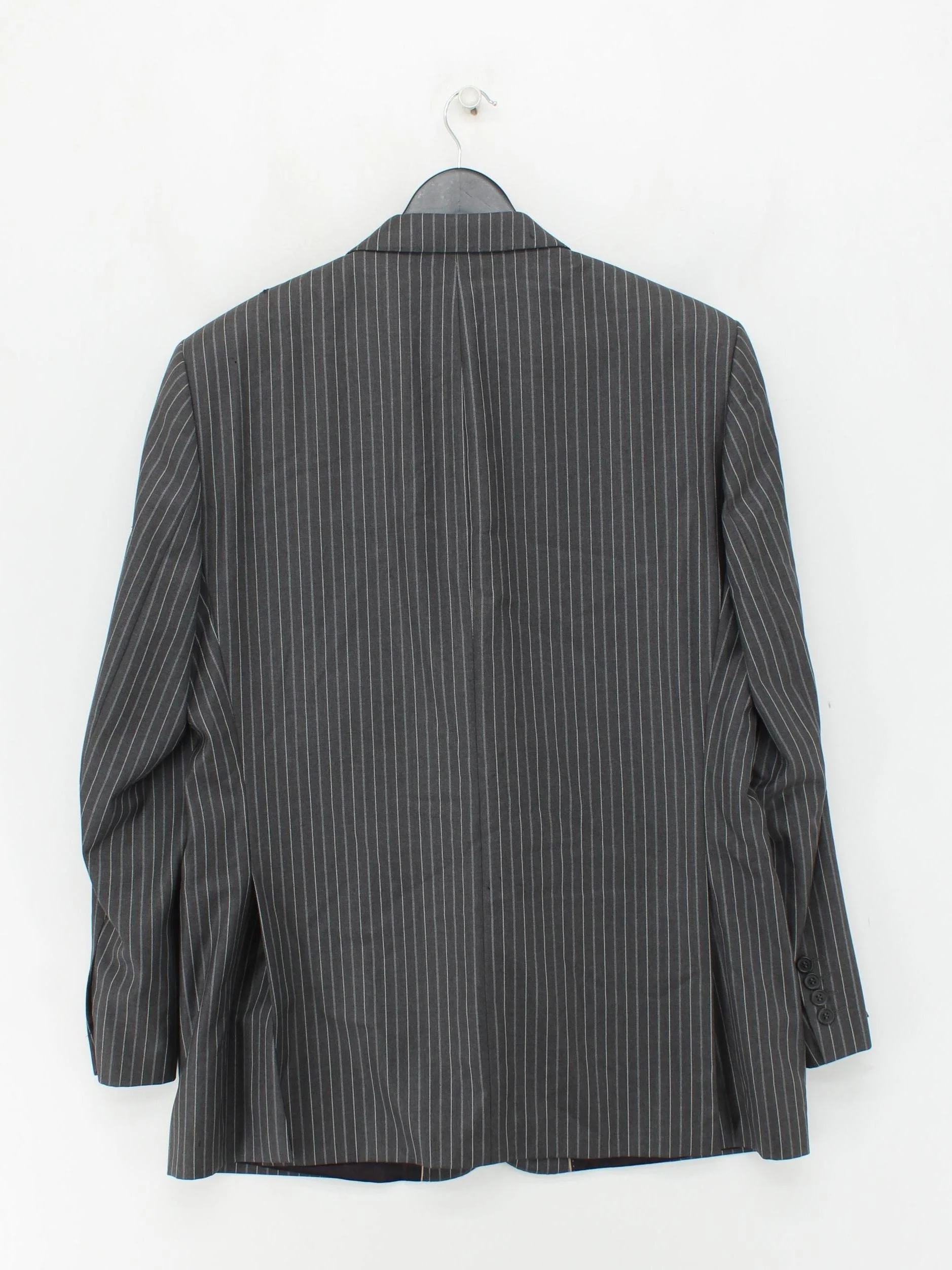 Chester Barrie Men's Blazer Chest: 44 in Grey Striped 100% Other Overcoat - Image 2