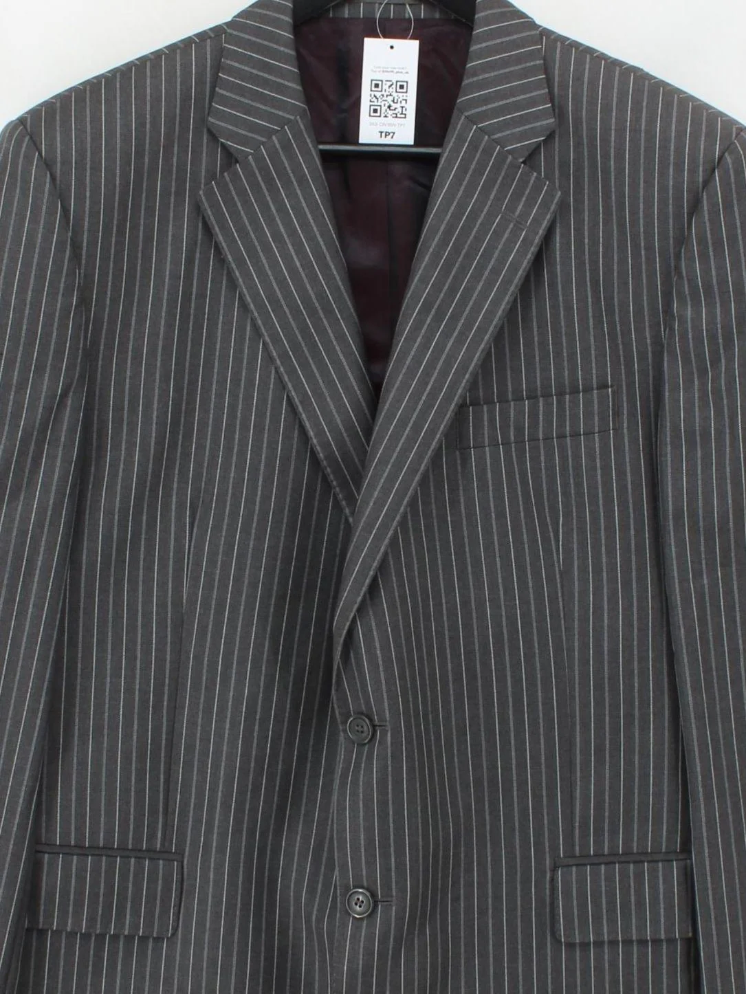 Chester Barrie Men's Blazer Chest: 44 in Grey Striped 100% Other Overcoat - Image 3