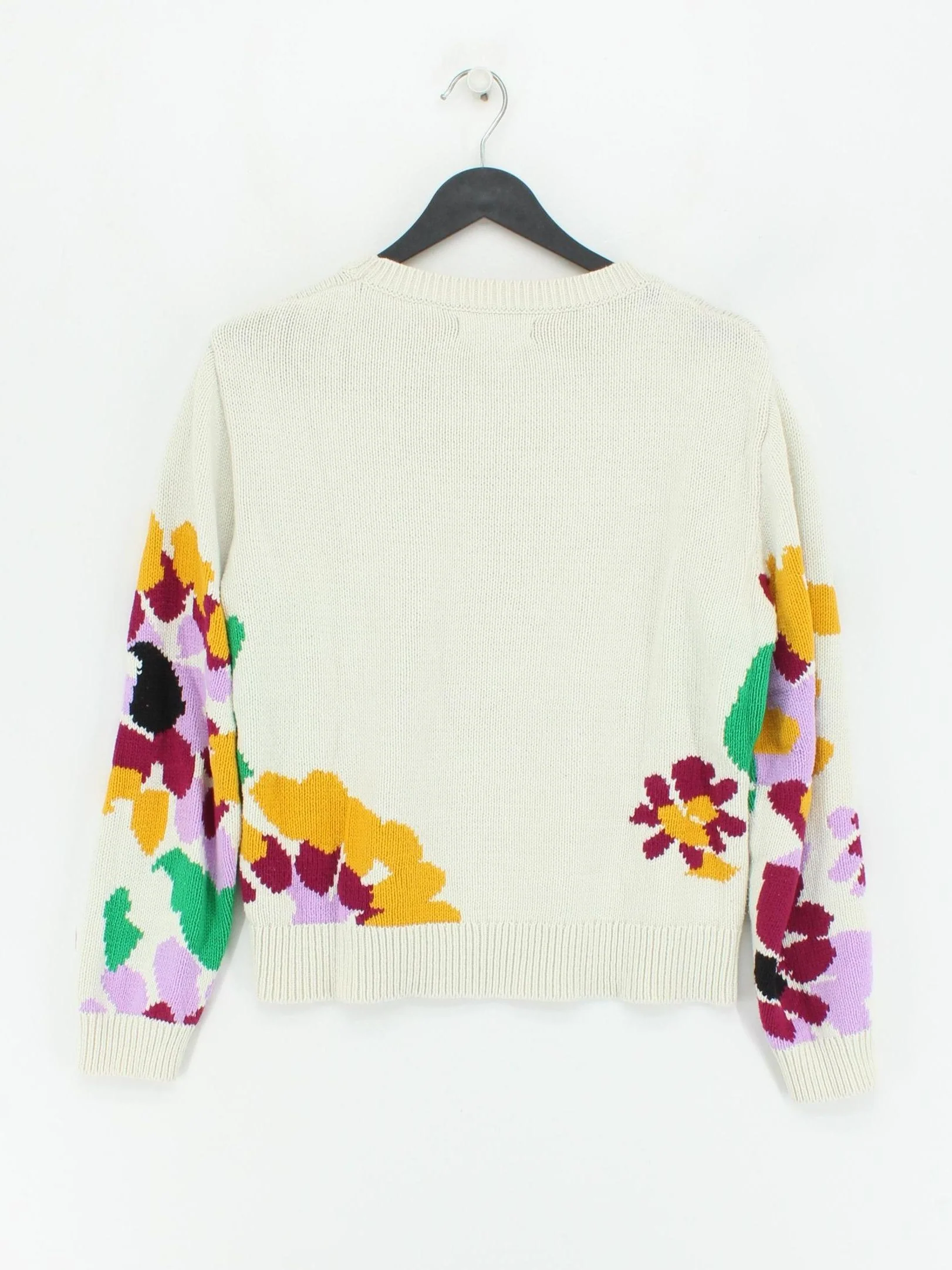 CHINTI & PARKER Women's Jumper M Cream Floral 100% Cotton Crew Neck Pullover - Image 2