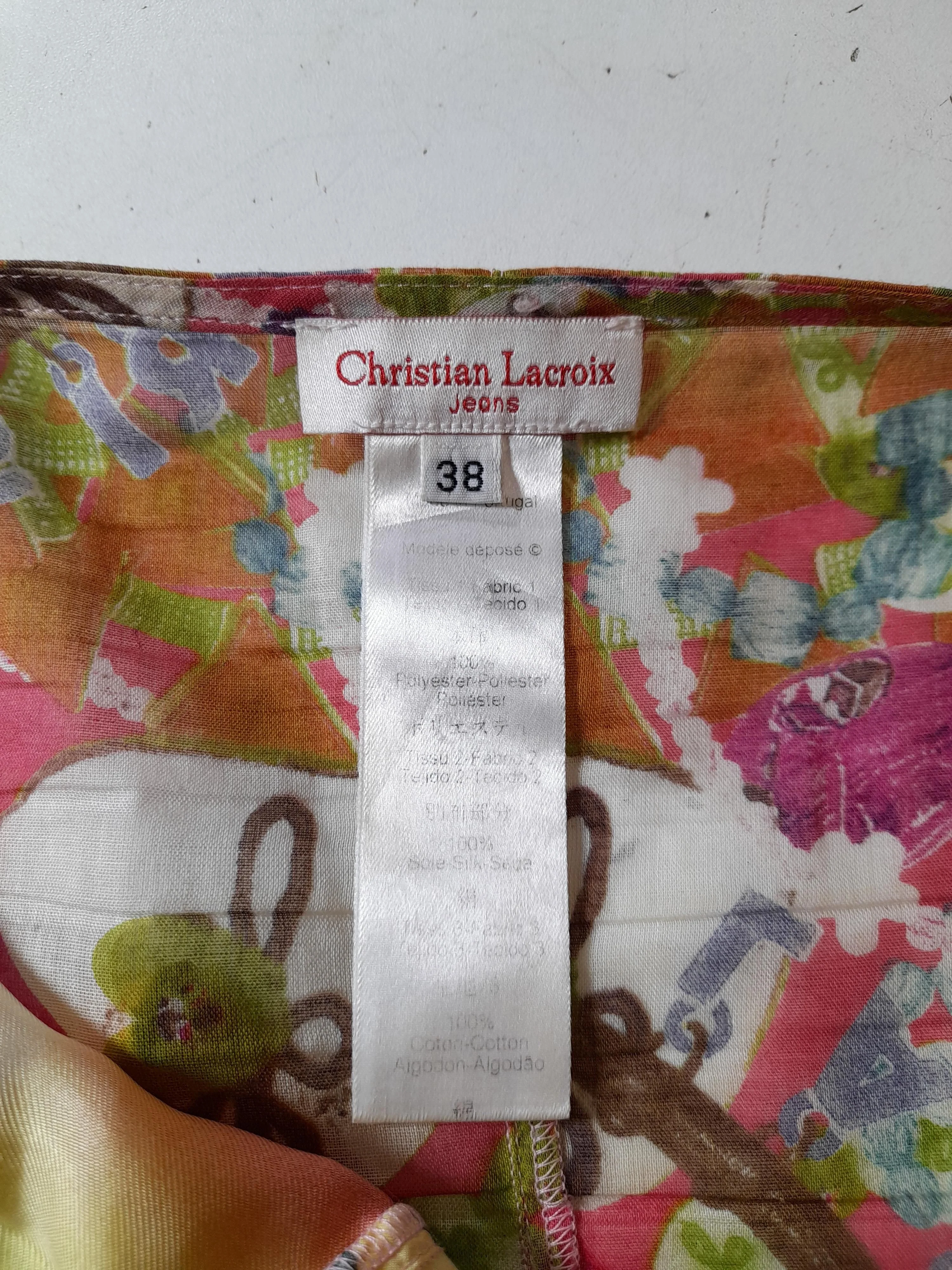 Christian Lacroix Women's Top UK 10 Multi Polyester with Silk, Cotton Cropped - Image 5