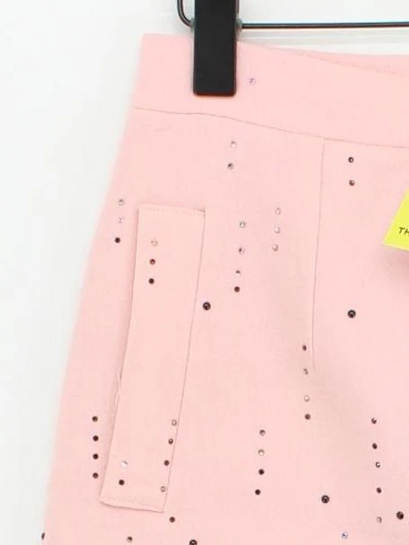 Christopher Kane Women's Mini Skirt UK 8 Pink Wool with Acetate, Silk Short Mini - Image 4