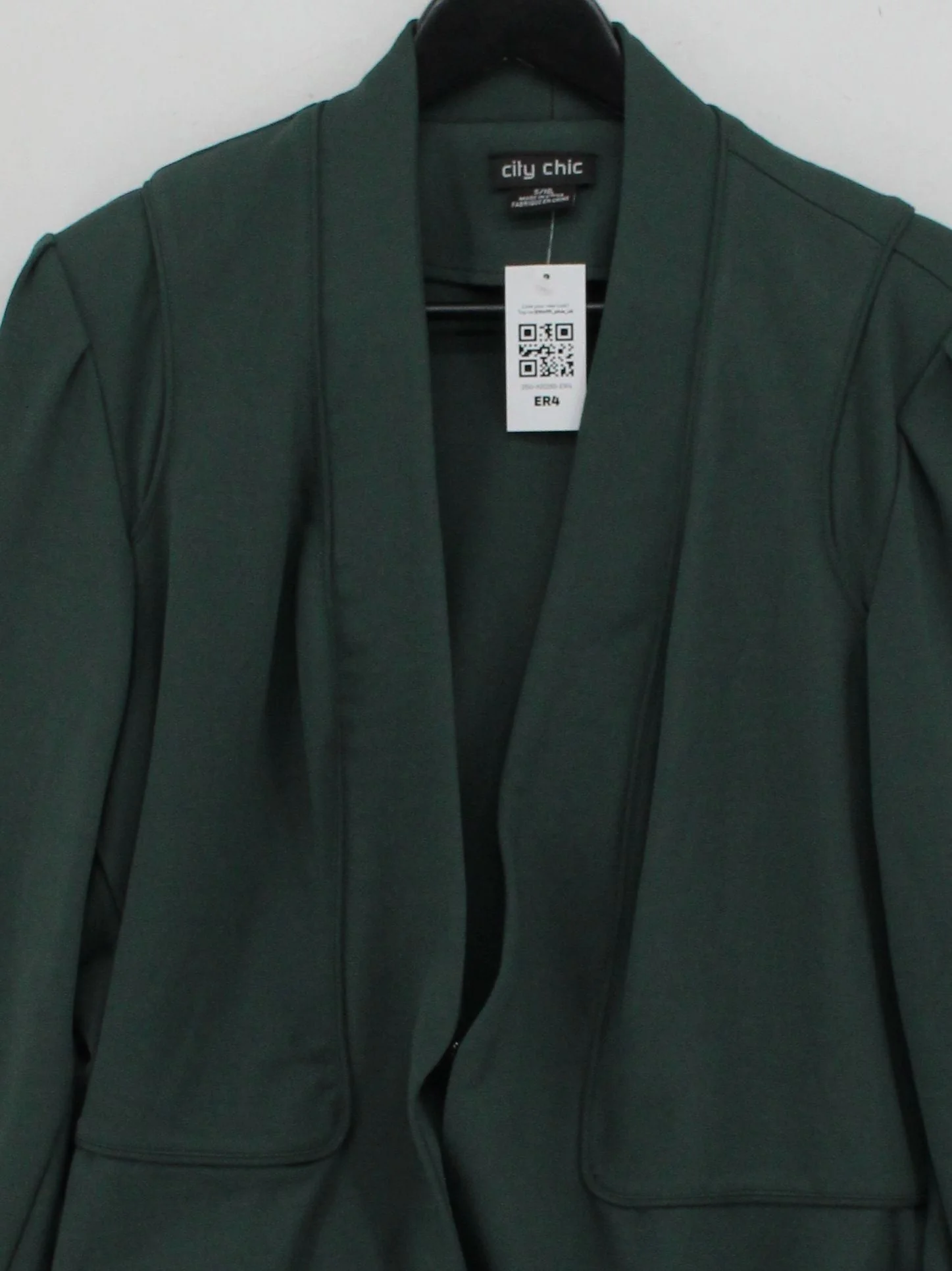 City Chic Women's Blazer S Green Viscose with Polyester, Elastane Overcoat - Image 3