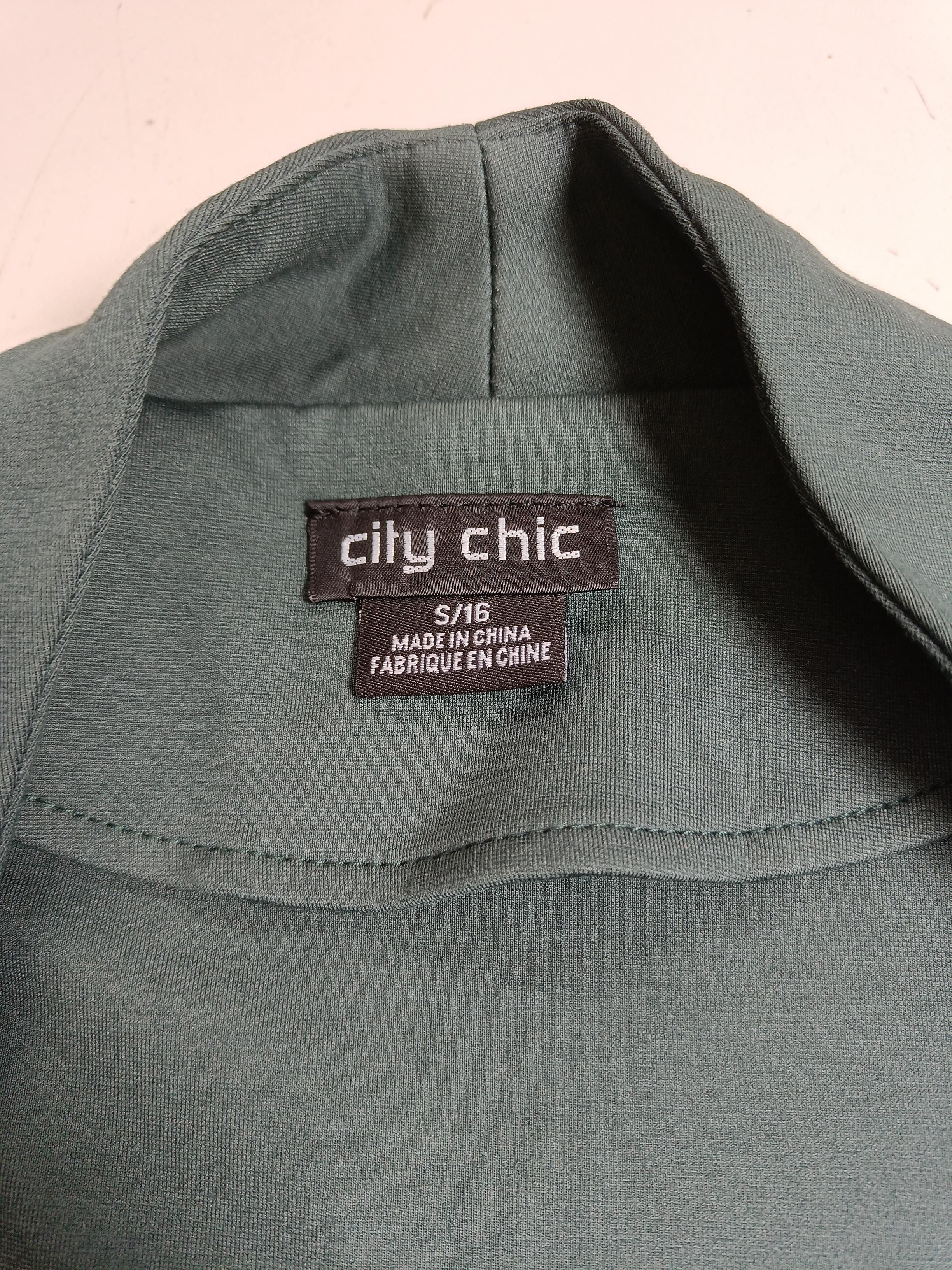 City Chic Women's Blazer S Green Viscose with Polyester, Elastane Overcoat - Image 5