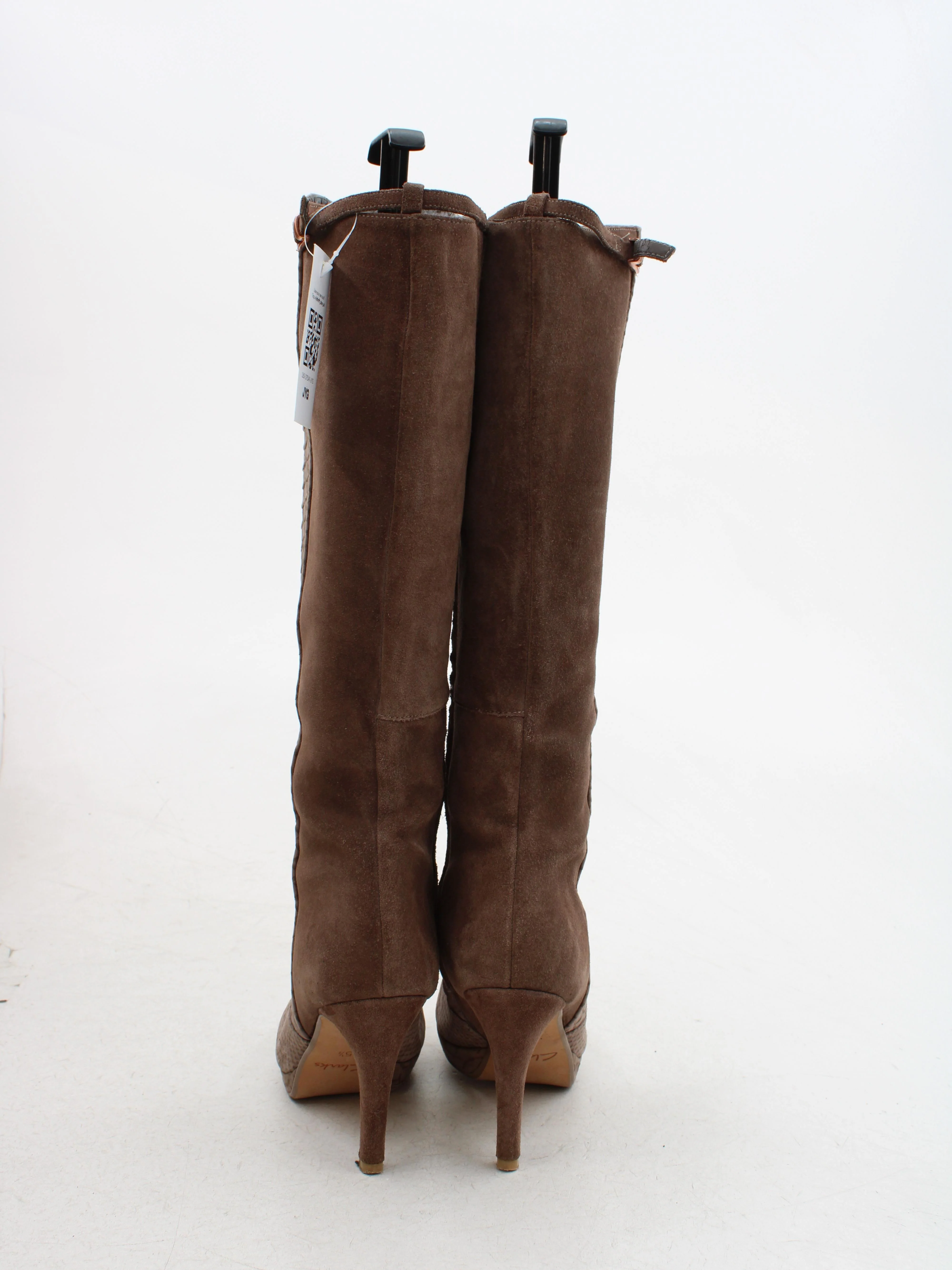 Clarks Women's Boots UK 5.5 Brown Animal Print Suede with Faux Leather Platform - Image 3