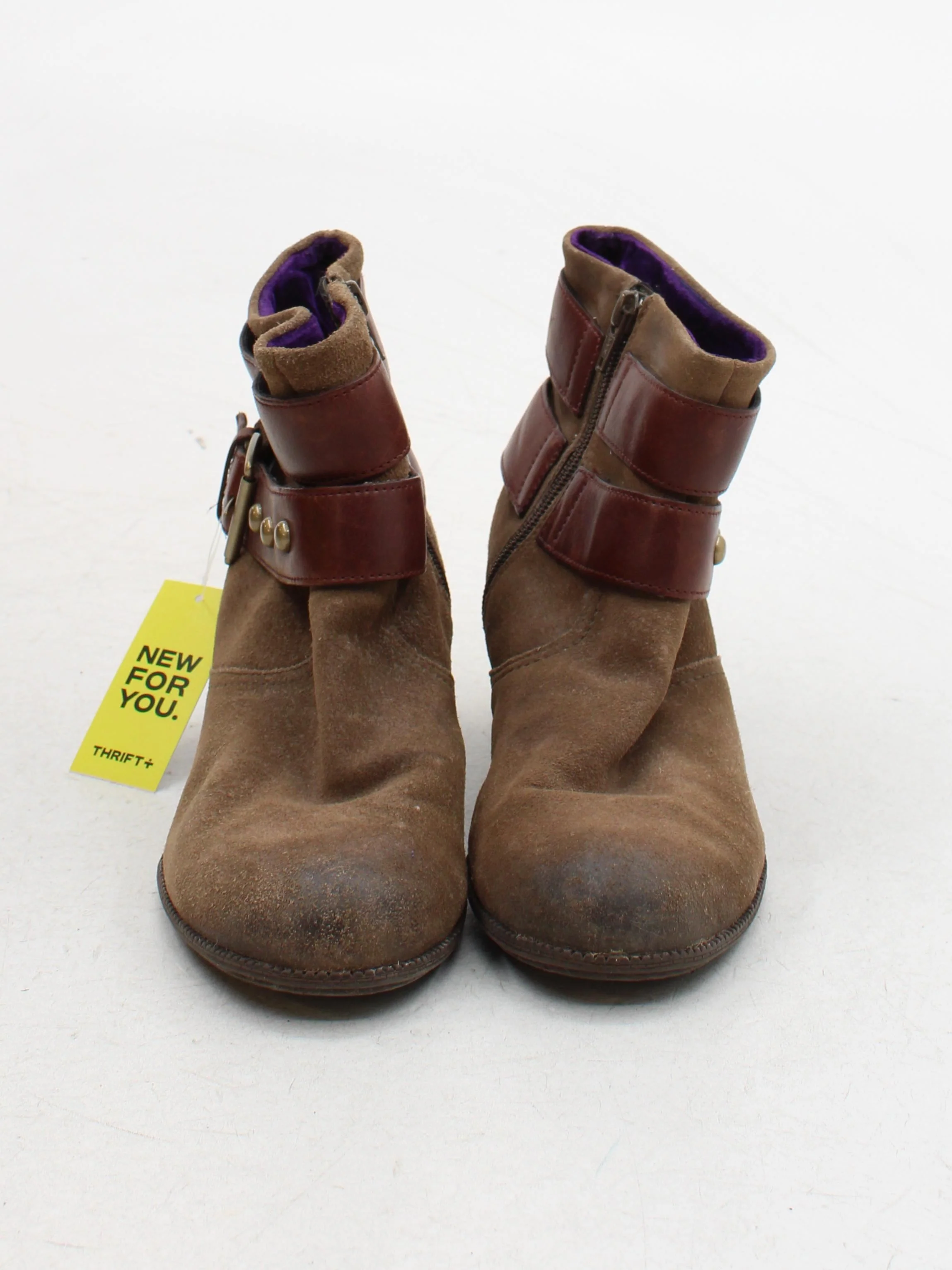 Clarks Women's Boots UK 6 Brown Suede with Leather Combat - Image 2