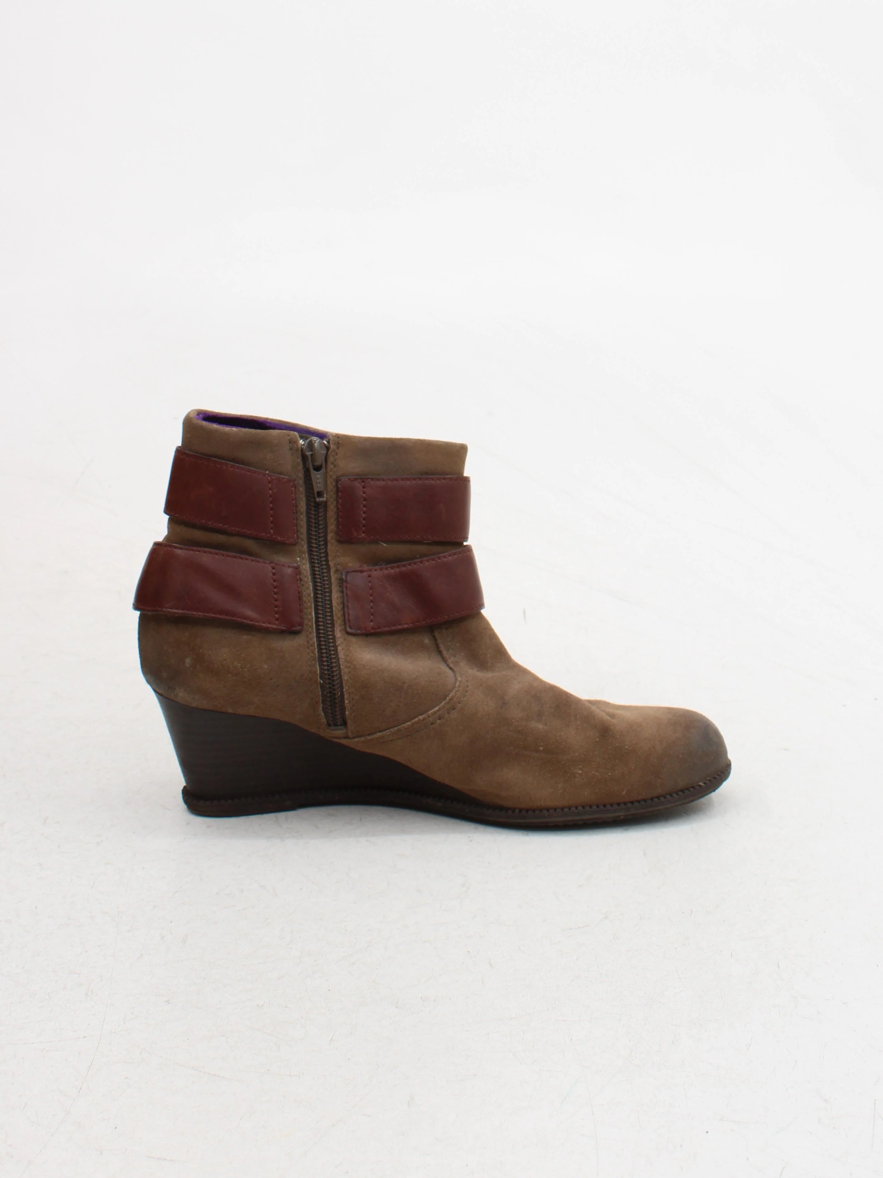 Clarks Women's Boots UK 6 Brown Suede with Leather Combat - Image 5