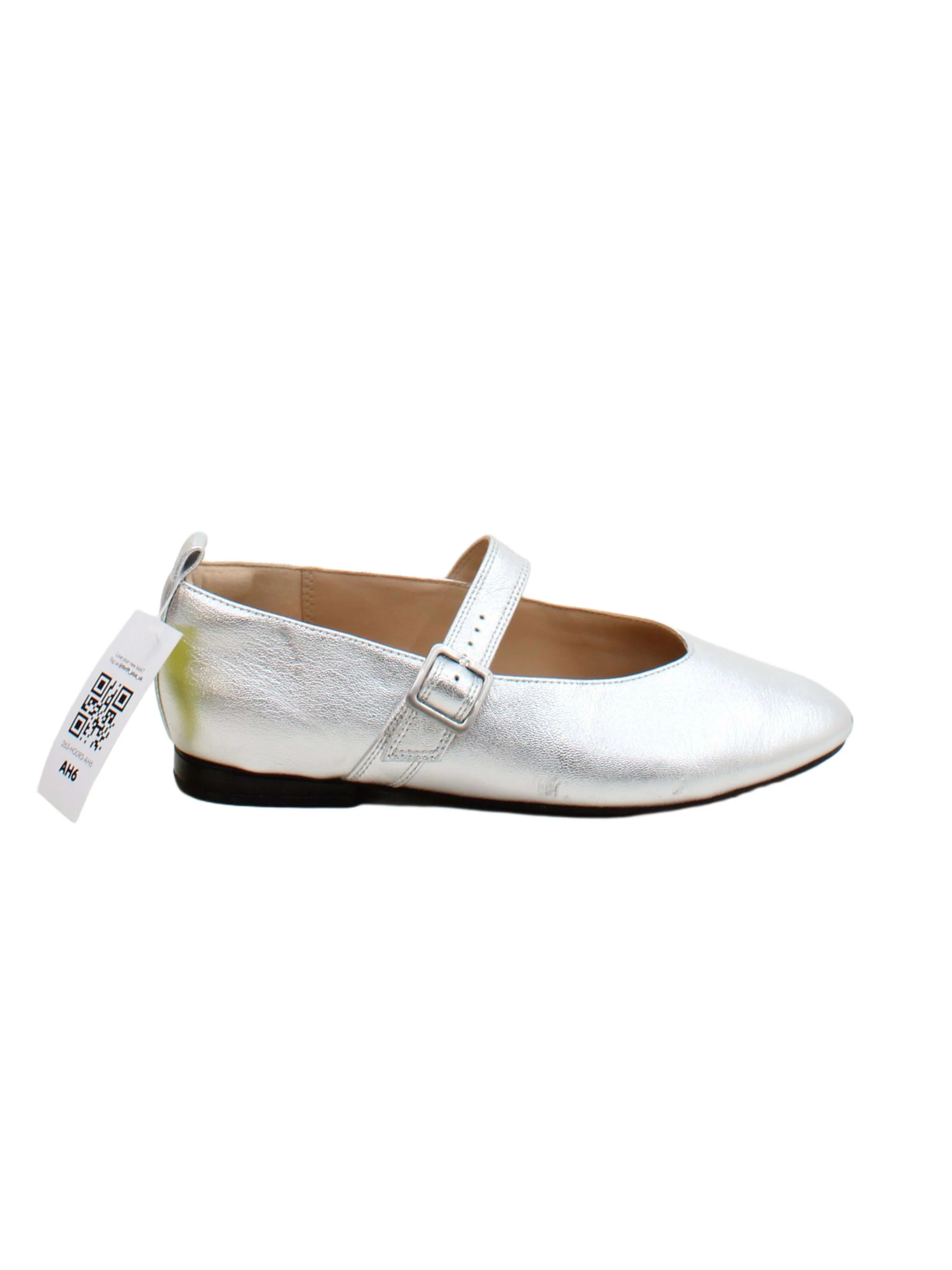 Clarks Women's Flat Shoes UK 4.5 Silver 100% Leather Mary Jane