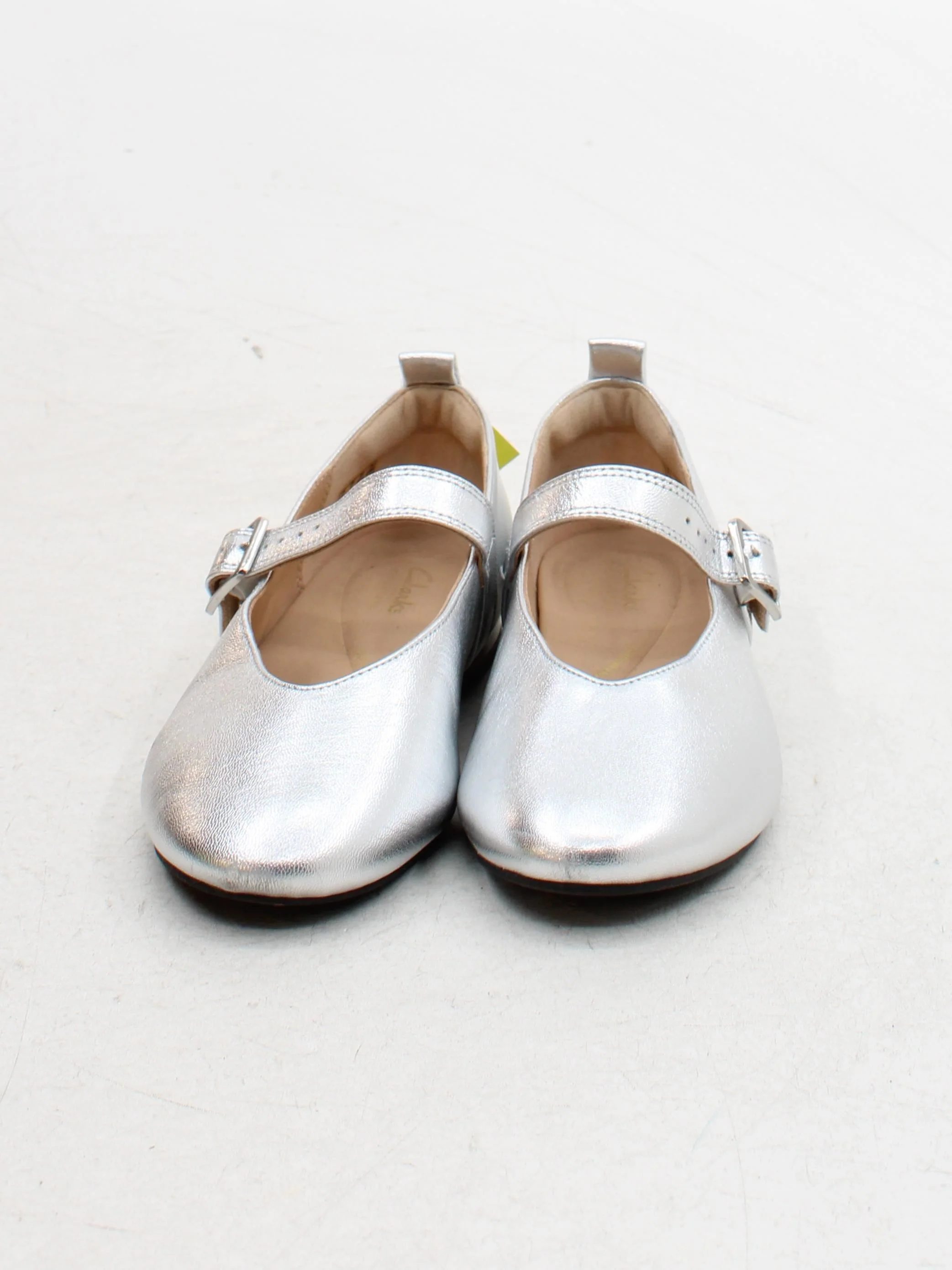 Clarks Women's Flat Shoes UK 4.5 Silver 100% Leather Mary Jane - Image 2