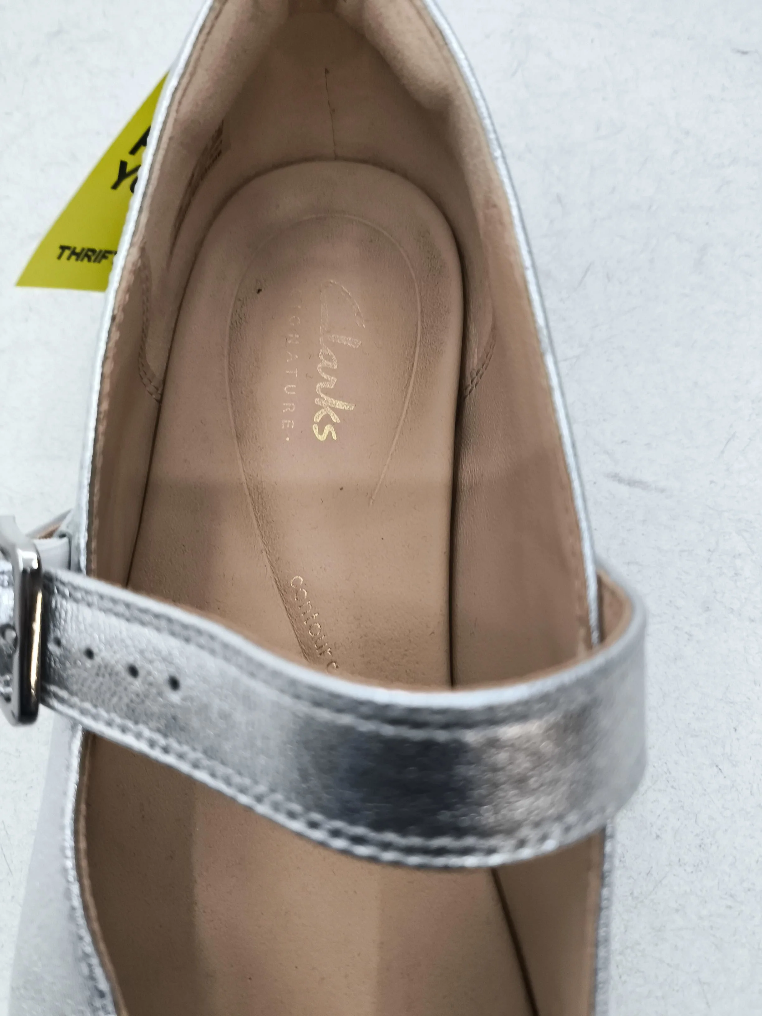 Clarks Women's Flat Shoes UK 4.5 Silver 100% Leather Mary Jane - Image 6