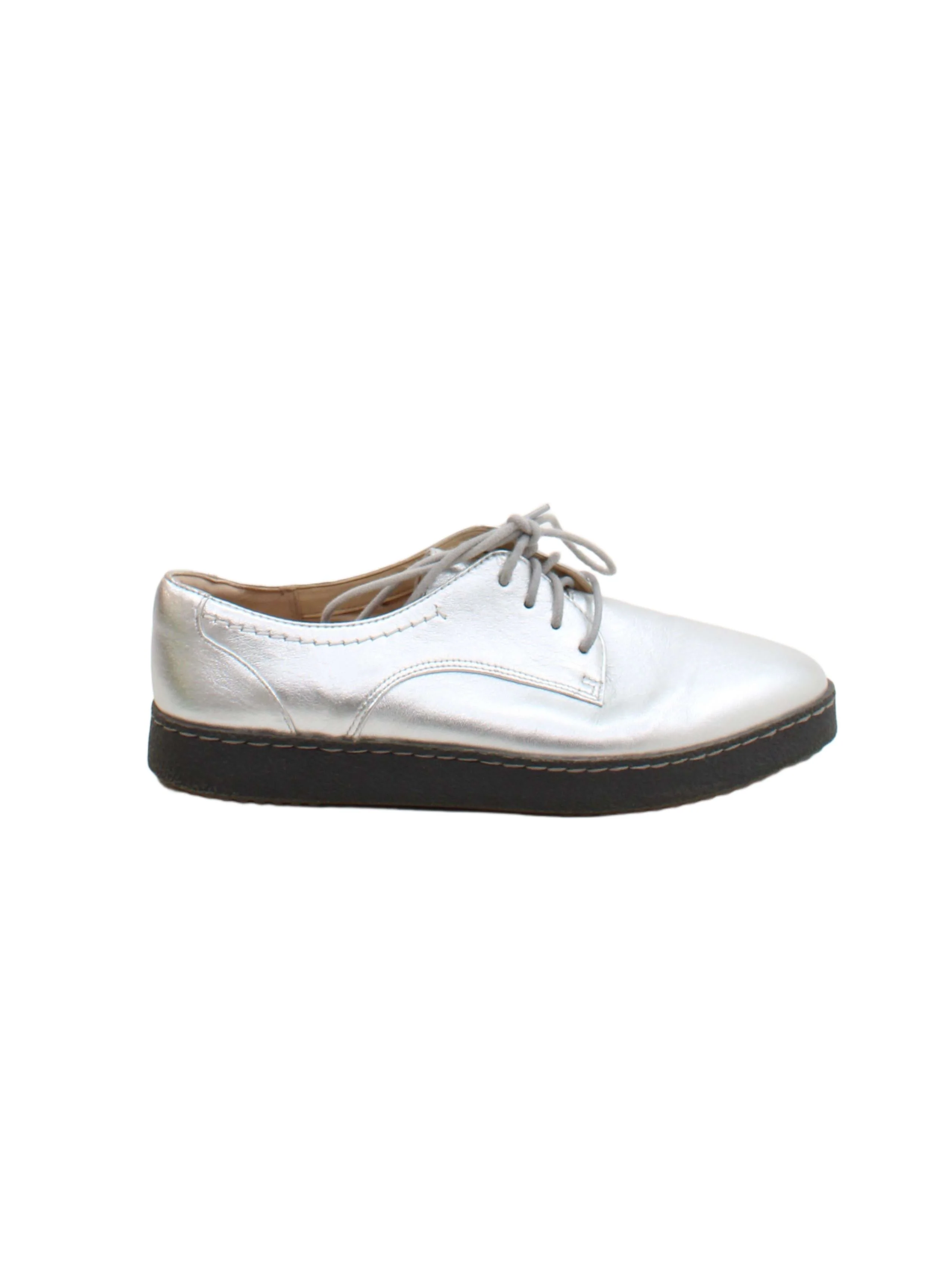 Clarks Women's Flat Shoes UK 5 Silver 100% Leather Loafer