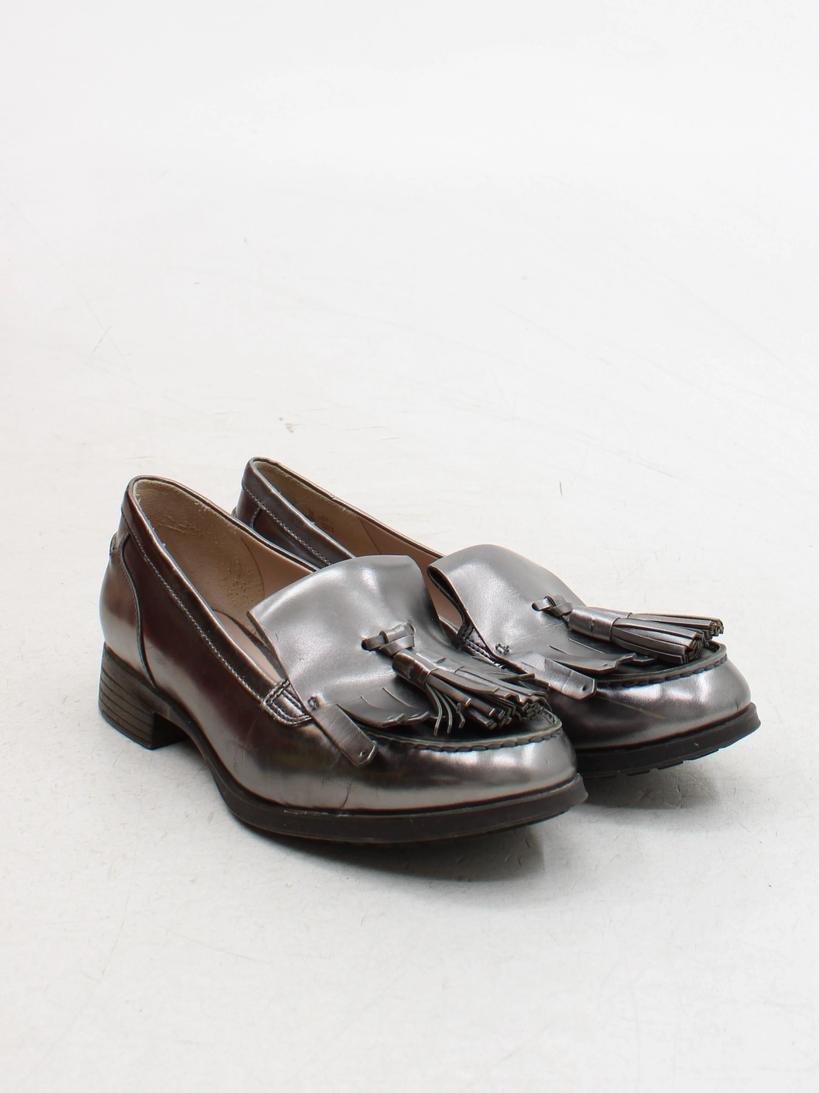 Clarks Women's Flat Shoes UK 6 Silver 100% Leather Loafer - Image 4