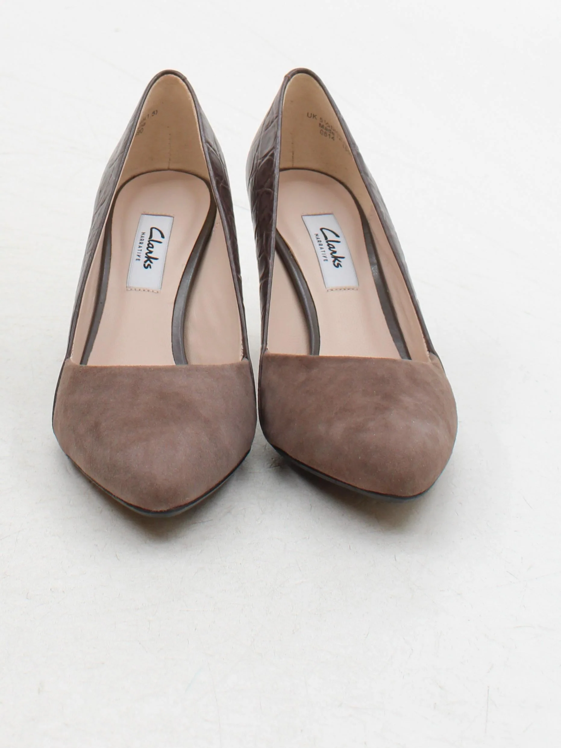 Clarks Women's Heels UK 5.5 Brown Suede with Leather Court - Image 2