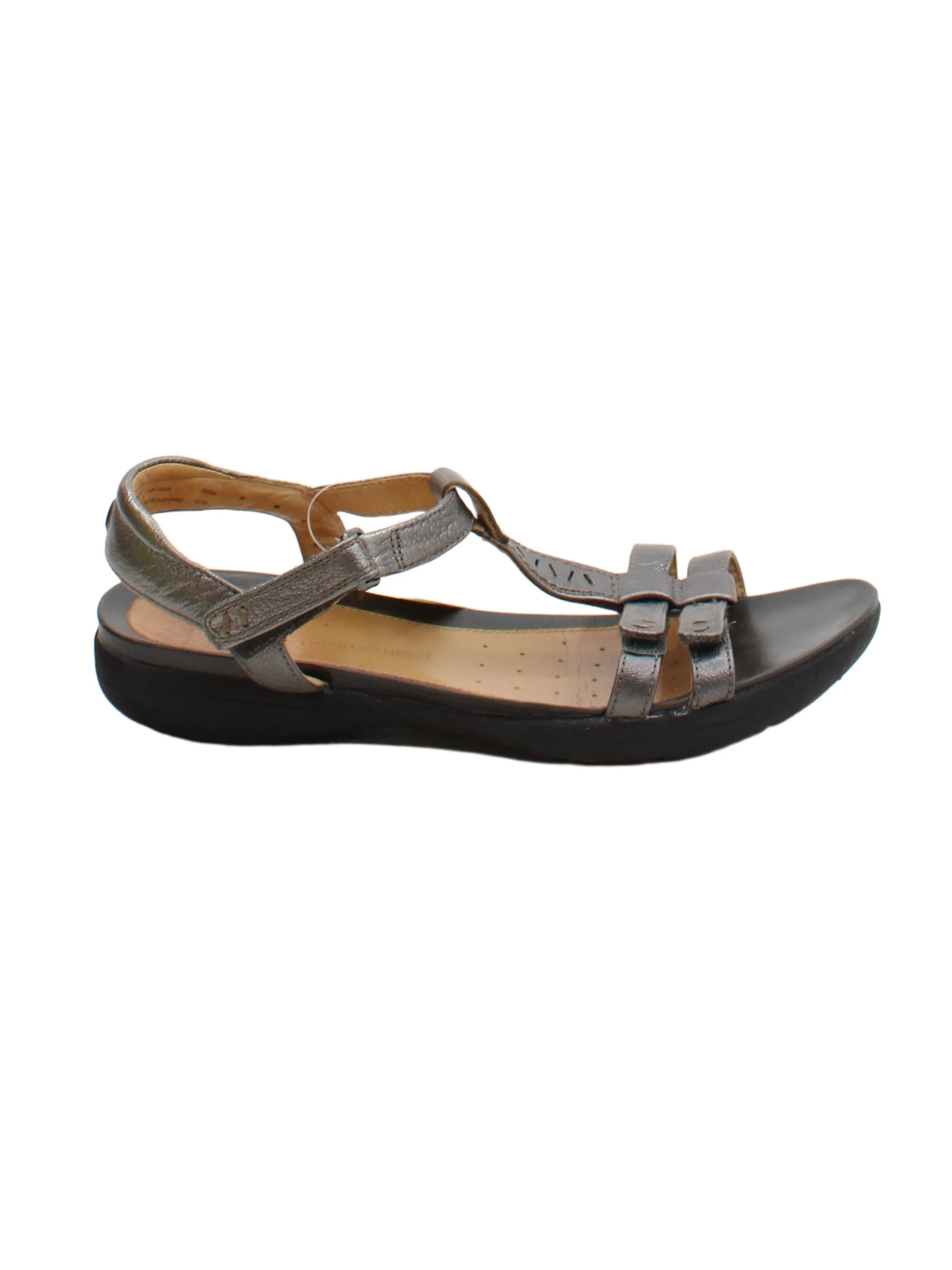 Clarks Women's Sandals UK 4 Silver 100% Leather Strappy
