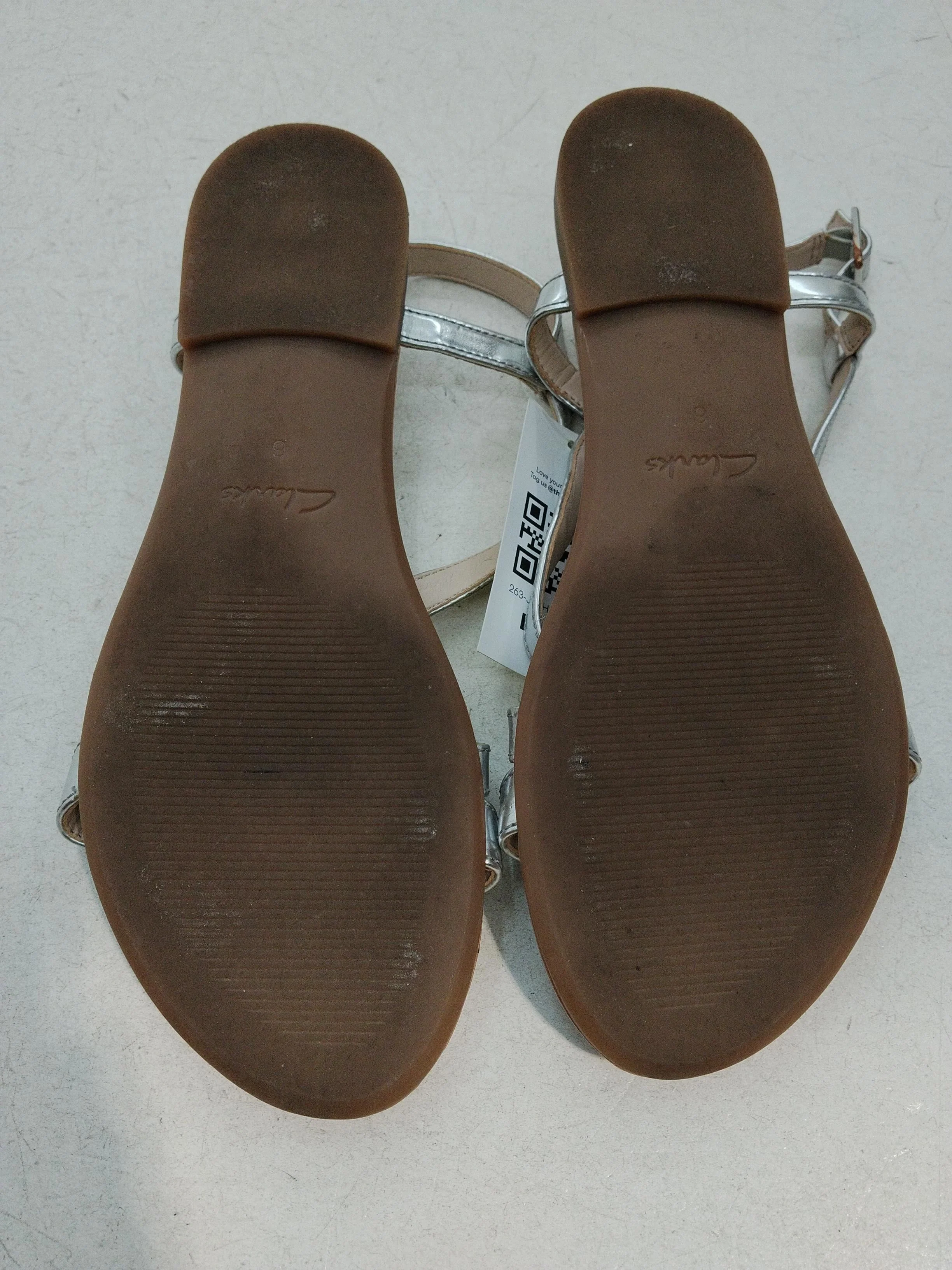 Clarks Women's Sandals UK 6 Silver 100% Faux Leather Strappy - Image 6