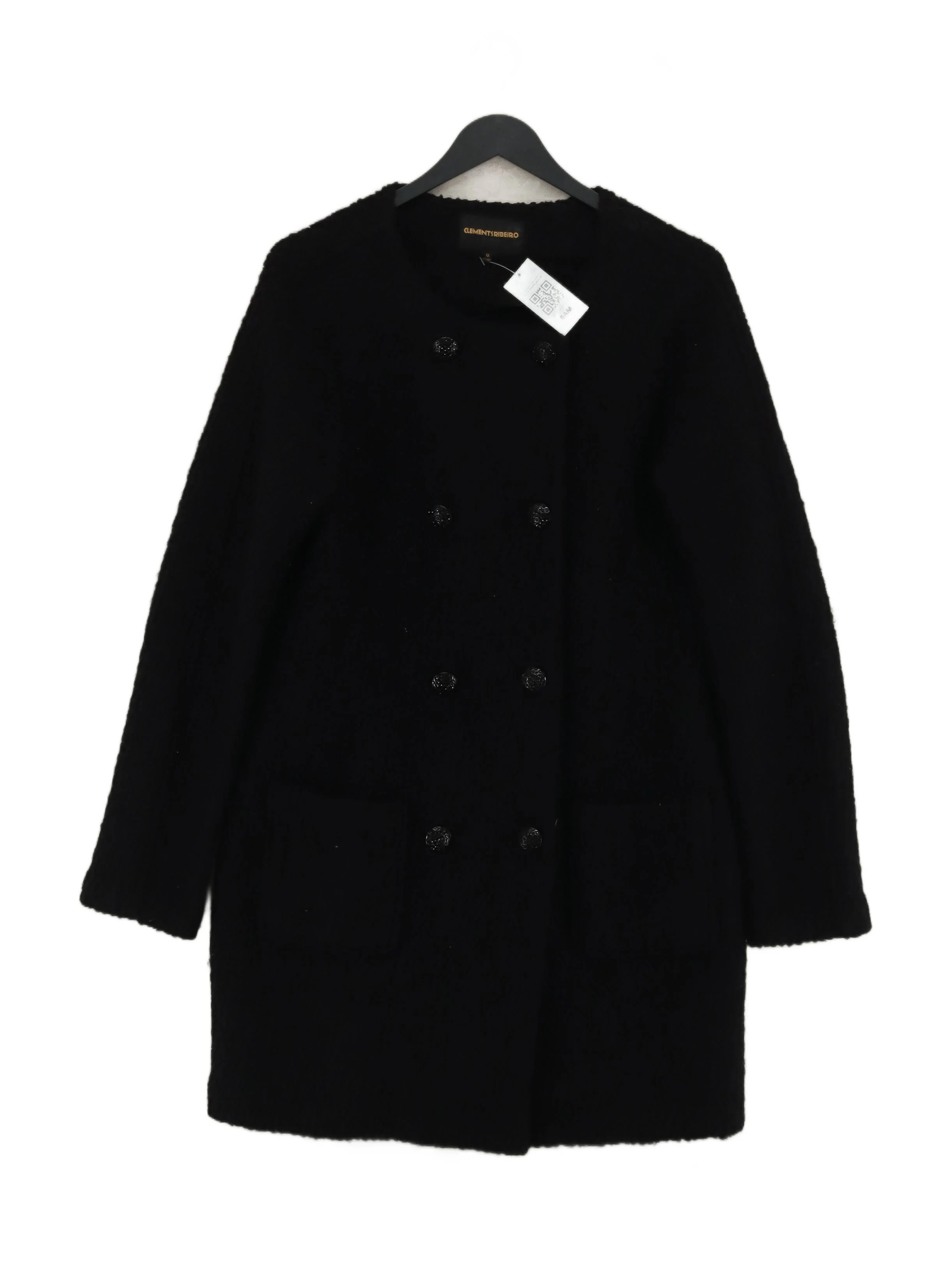 Clements Ribeiro Women's Coat UK 4 Black Wool with Polyester Overcoat