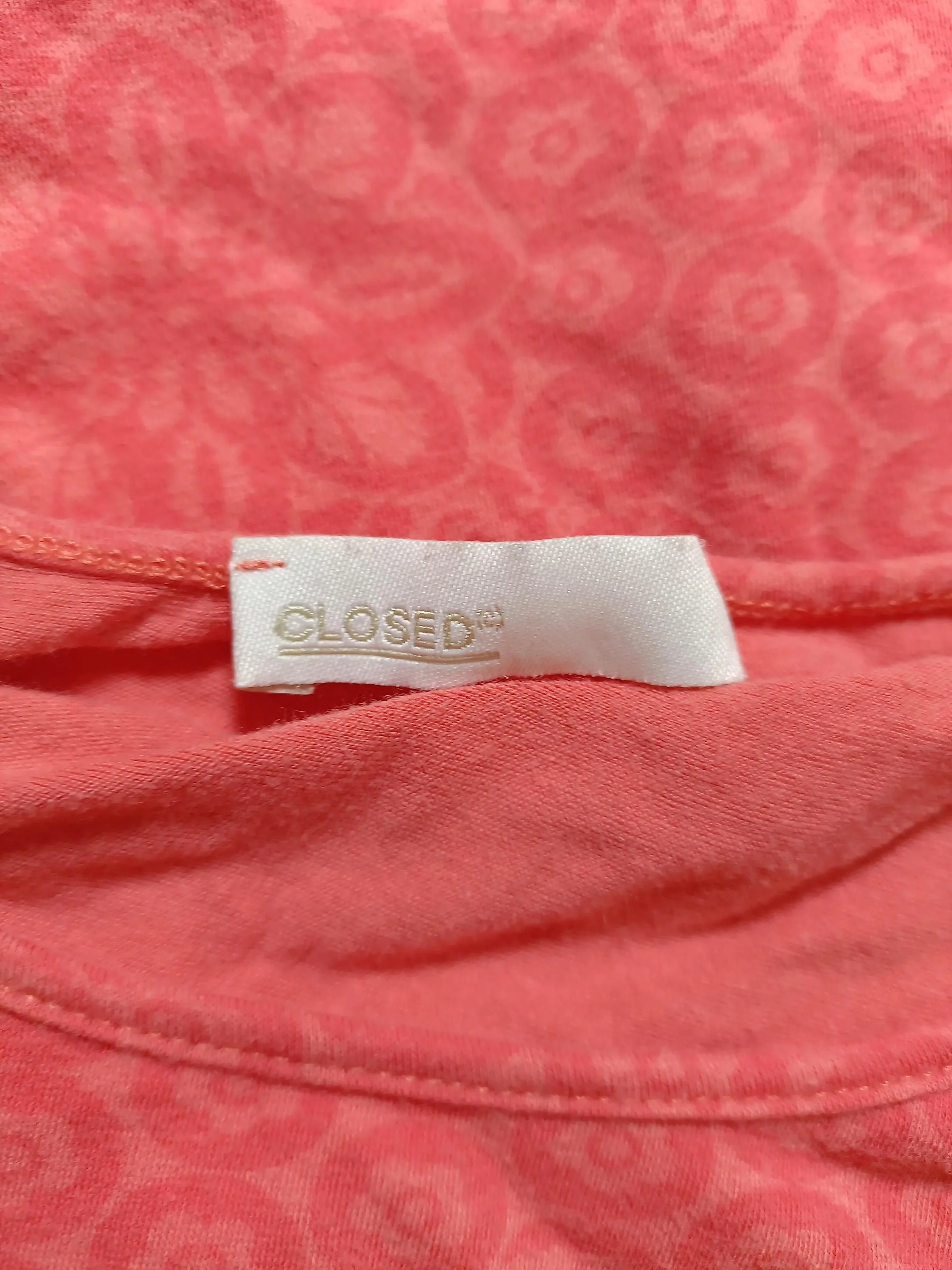Closed Women's T-Shirt S Pink Cotton with Elastane Short Sleeve Round Neck Basic - Image 5