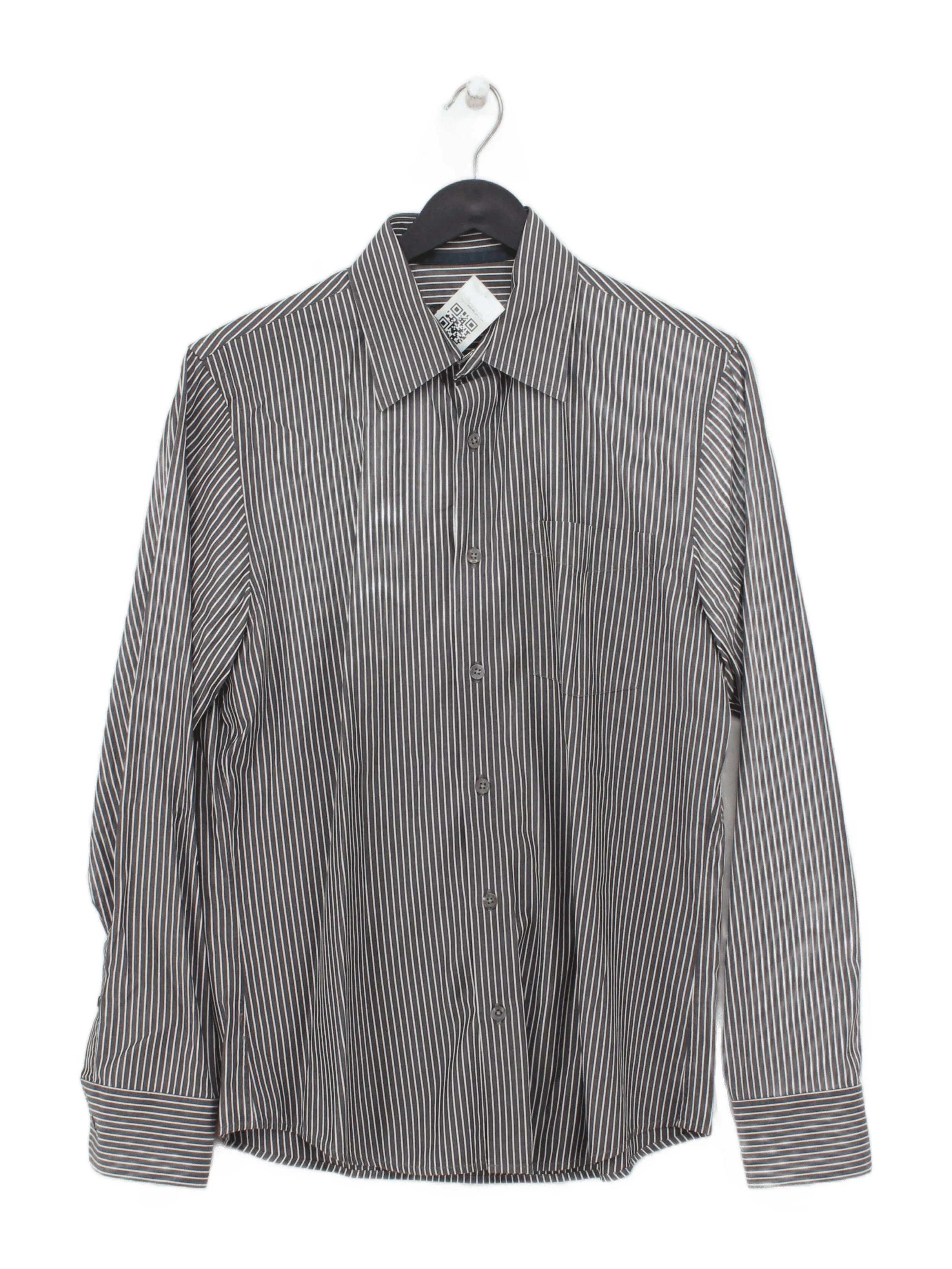 Club Monaco Men's Shirt S Grey Striped 100% Cotton Basic