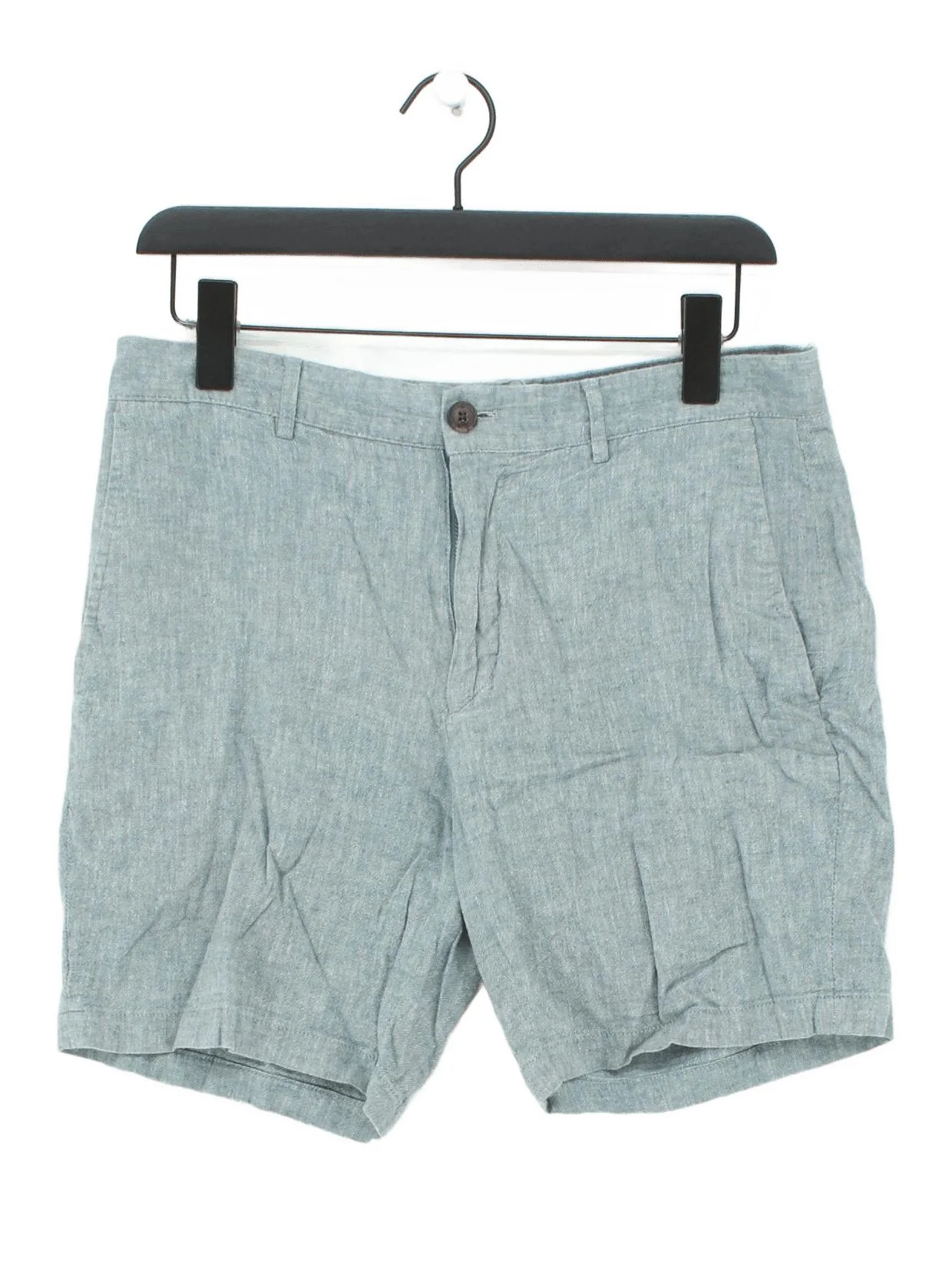 Club Monaco Men's Shorts W 31 in Blue Linen with Cotton, Elastane Chino