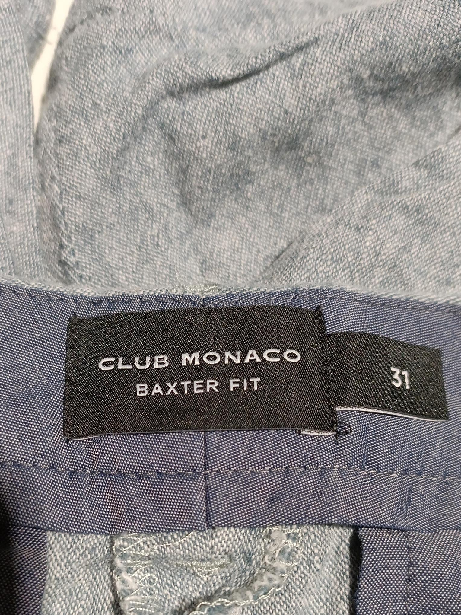 Club Monaco Men's Shorts W 31 in Blue Linen with Cotton, Elastane Chino - Image 6