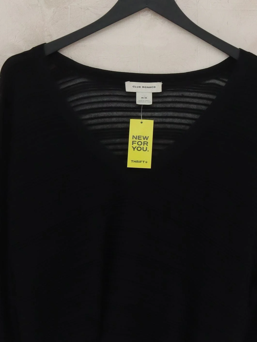 Club Monaco Women's Jumper M Black Cotton with Nylon V-Neck Pullover - Image 3