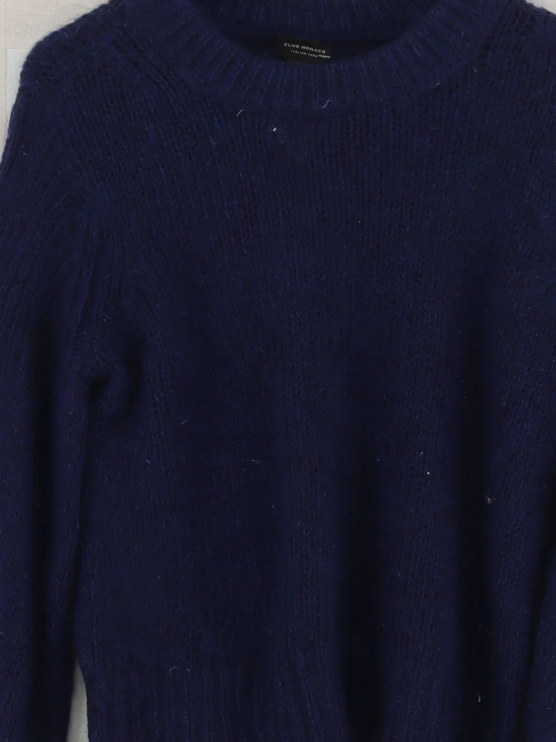 Club Monaco Women's Jumper S Blue Cotton with Mohair, Wool Crew Neck Pullover - Image 3
