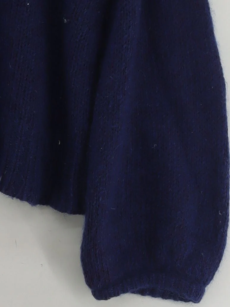Club Monaco Women's Jumper S Blue Cotton with Mohair, Wool Crew Neck Pullover - Image 4