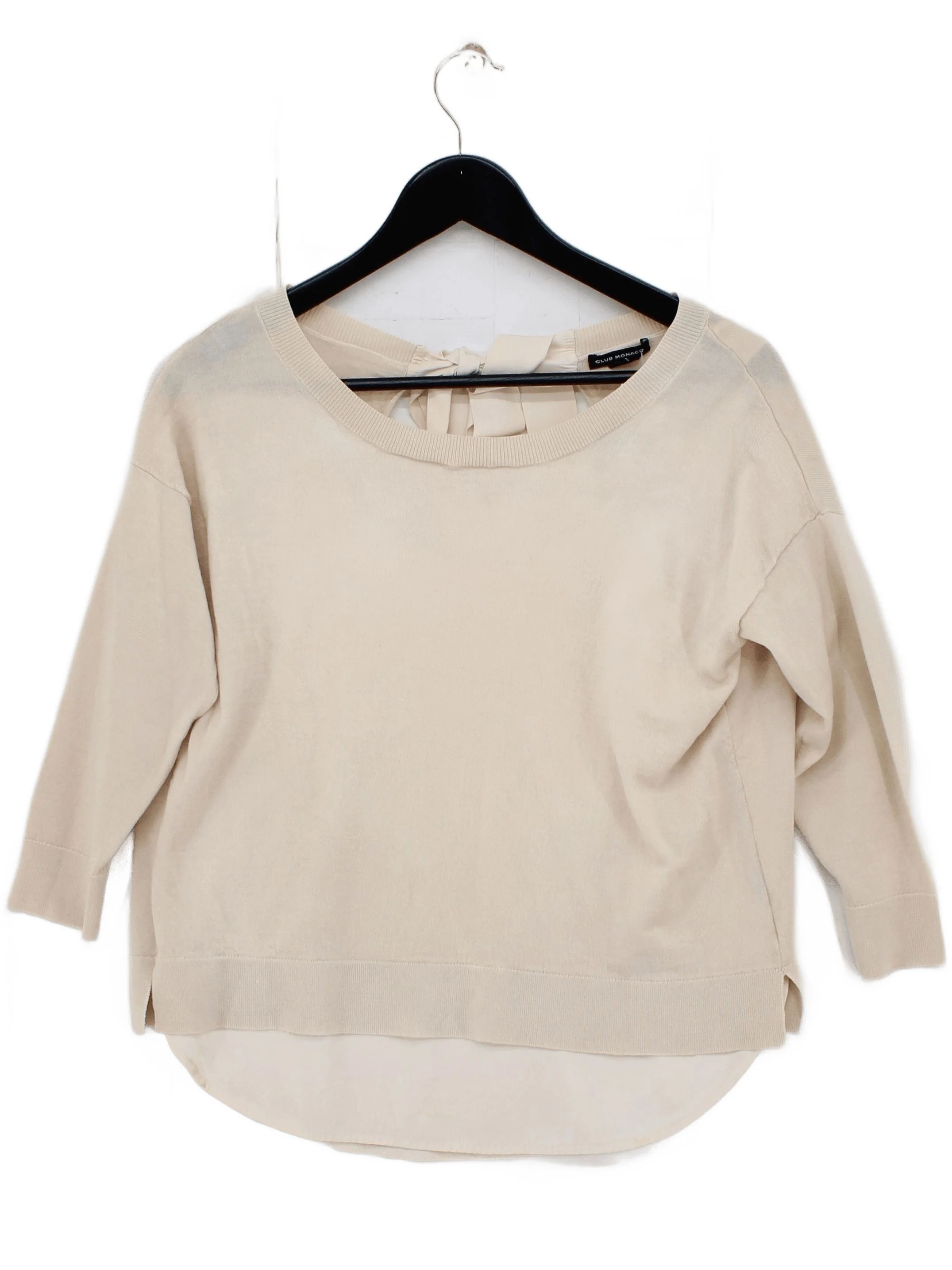 Club Monaco Women's Jumper XXS Cream 100% Other Round Neck Pullover
