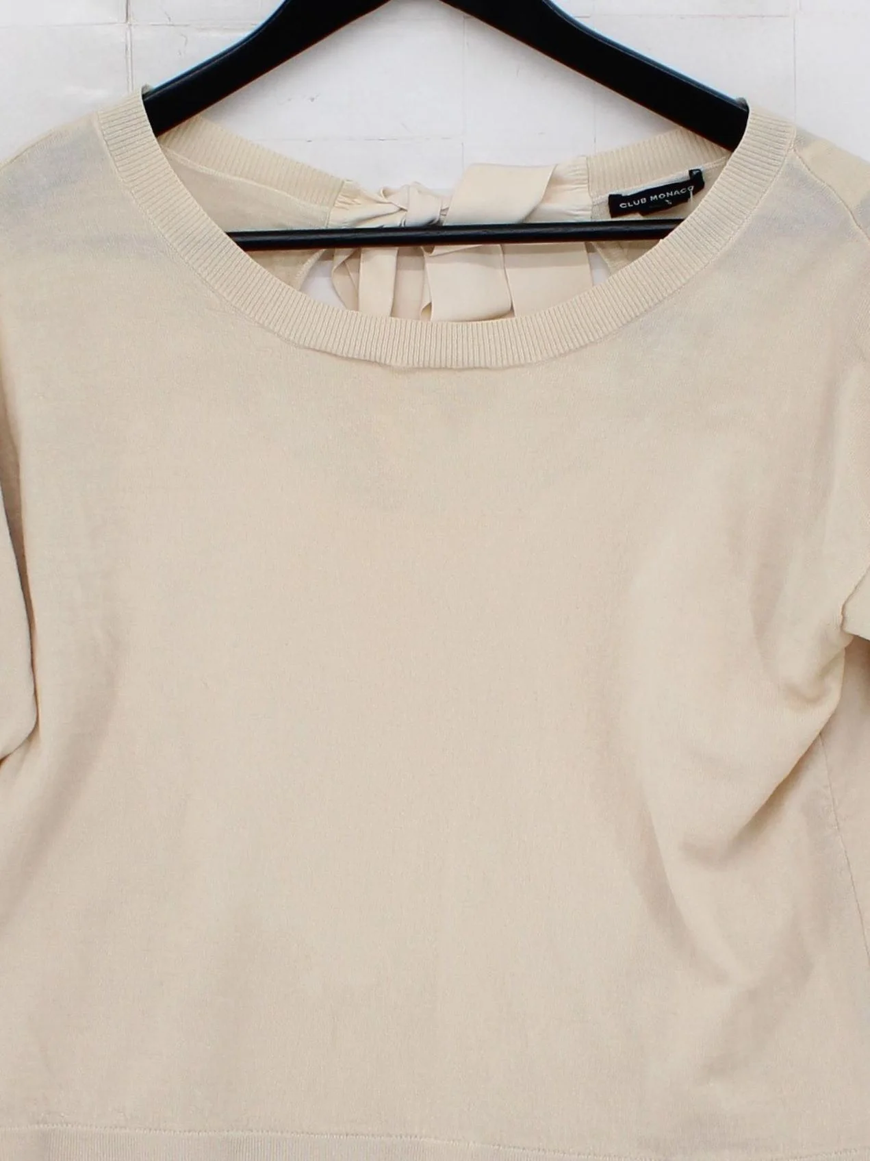 Club Monaco Women's Jumper XXS Cream 100% Other Round Neck Pullover - Image 3