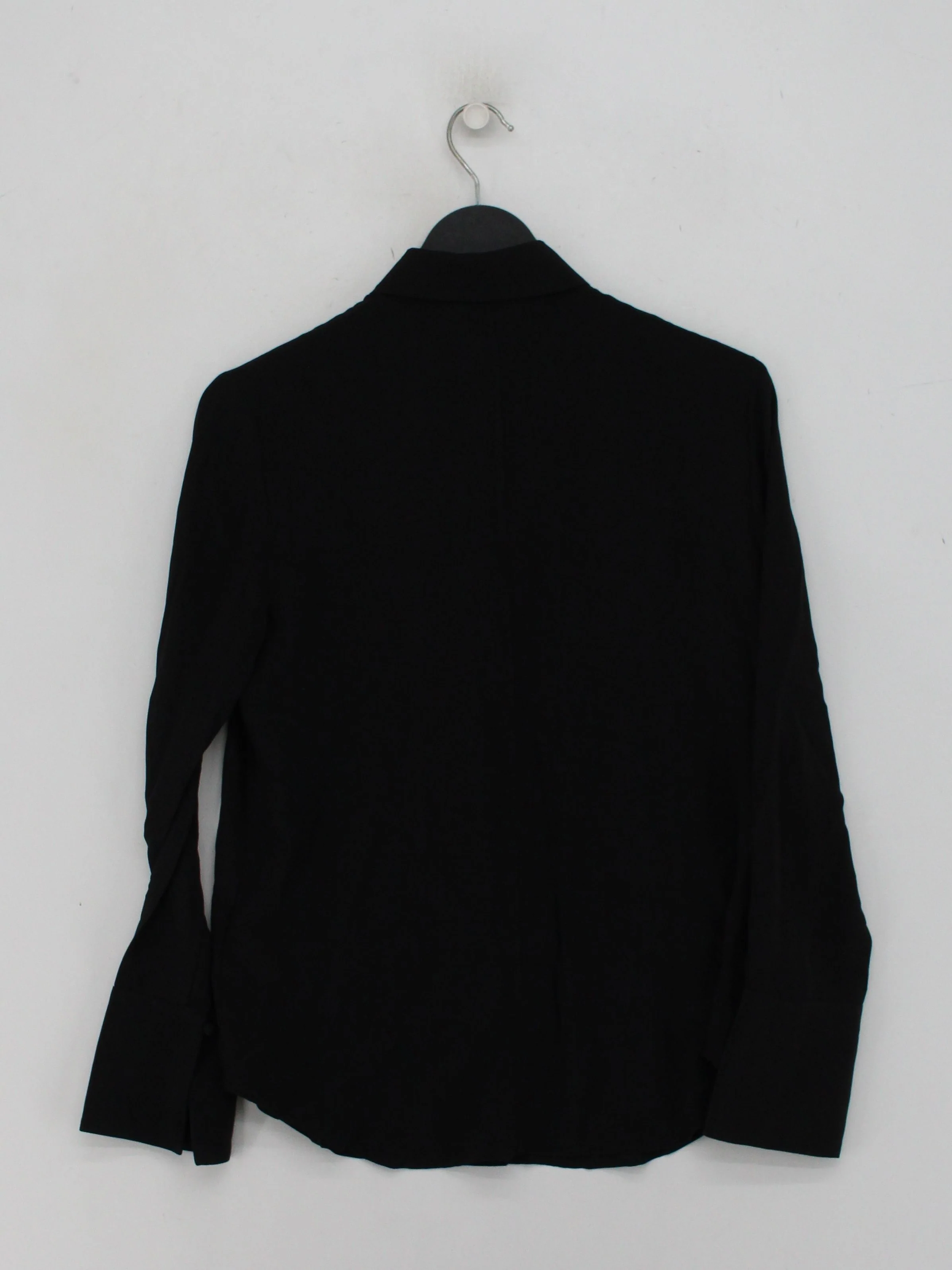 Club Monaco Women's Shirt XS Black 100% Silk Long Sleeve Collared Basic - Image 2