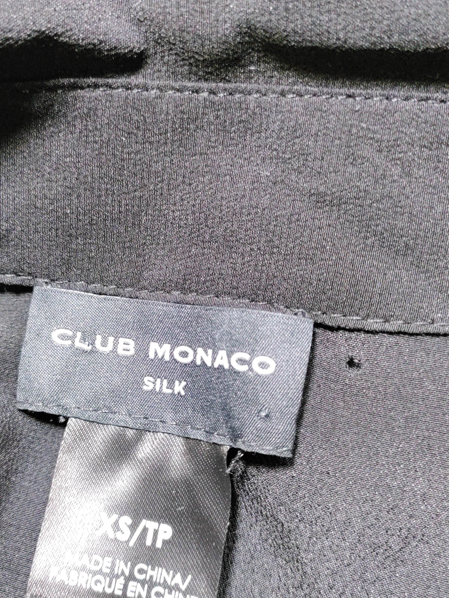 Club Monaco Women's Shirt XS Black 100% Silk Long Sleeve Collared Basic - Image 5