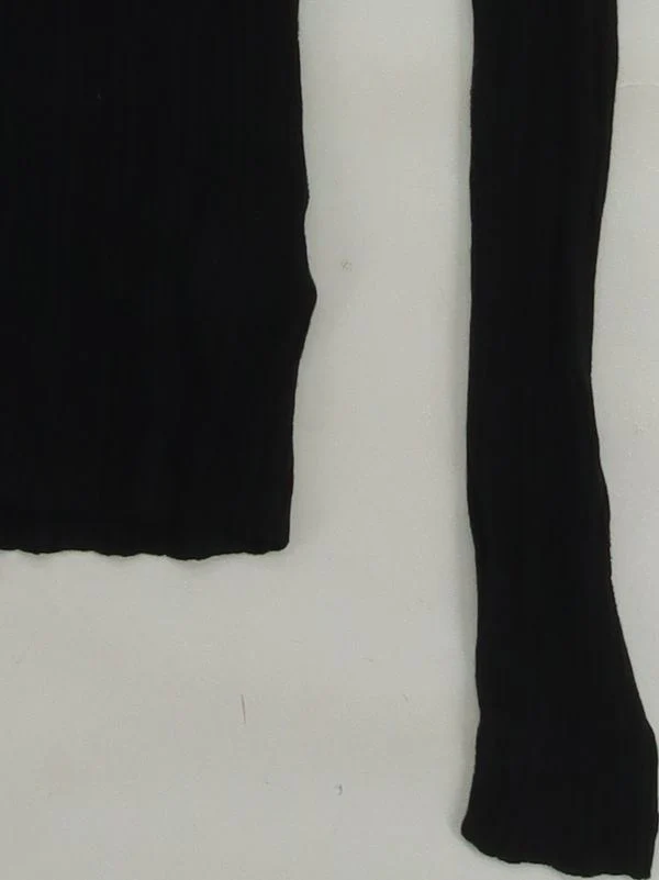 Club Monaco Women's Top S Black 100% Rayon Long Sleeve V-Neck Basic - Image 4