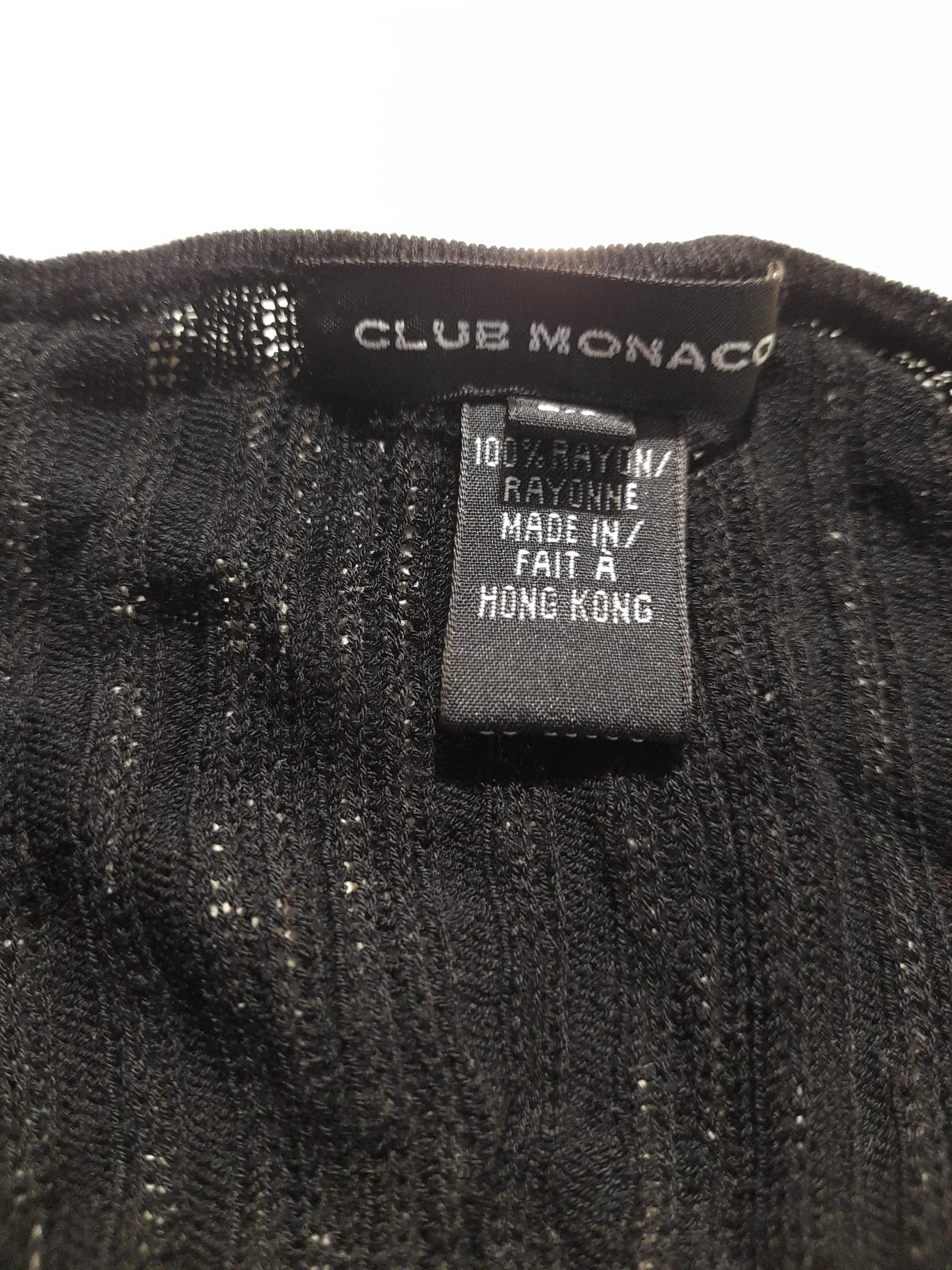 Club Monaco Women's Top S Black 100% Rayon Long Sleeve V-Neck Basic - Image 6