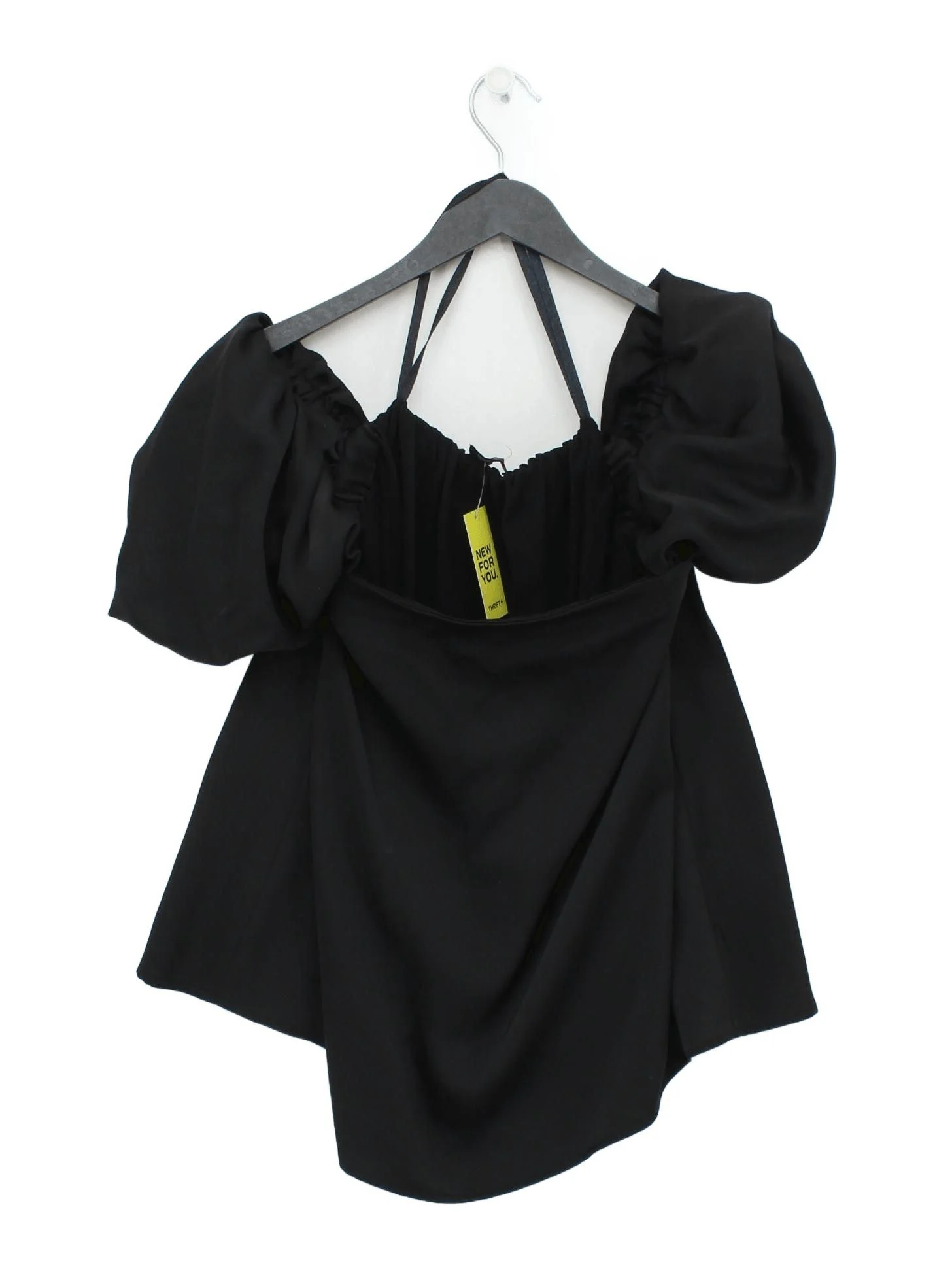 Club Monaco Women's Top XXS Black 100% Polyester Short Sleeve Square Neck Basic