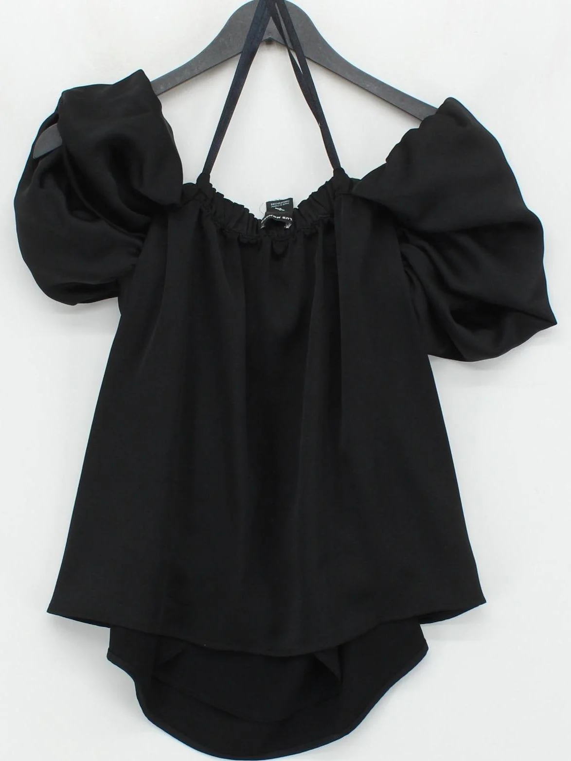 Club Monaco Women's Top XXS Black 100% Polyester Short Sleeve Square Neck Basic - Image 2