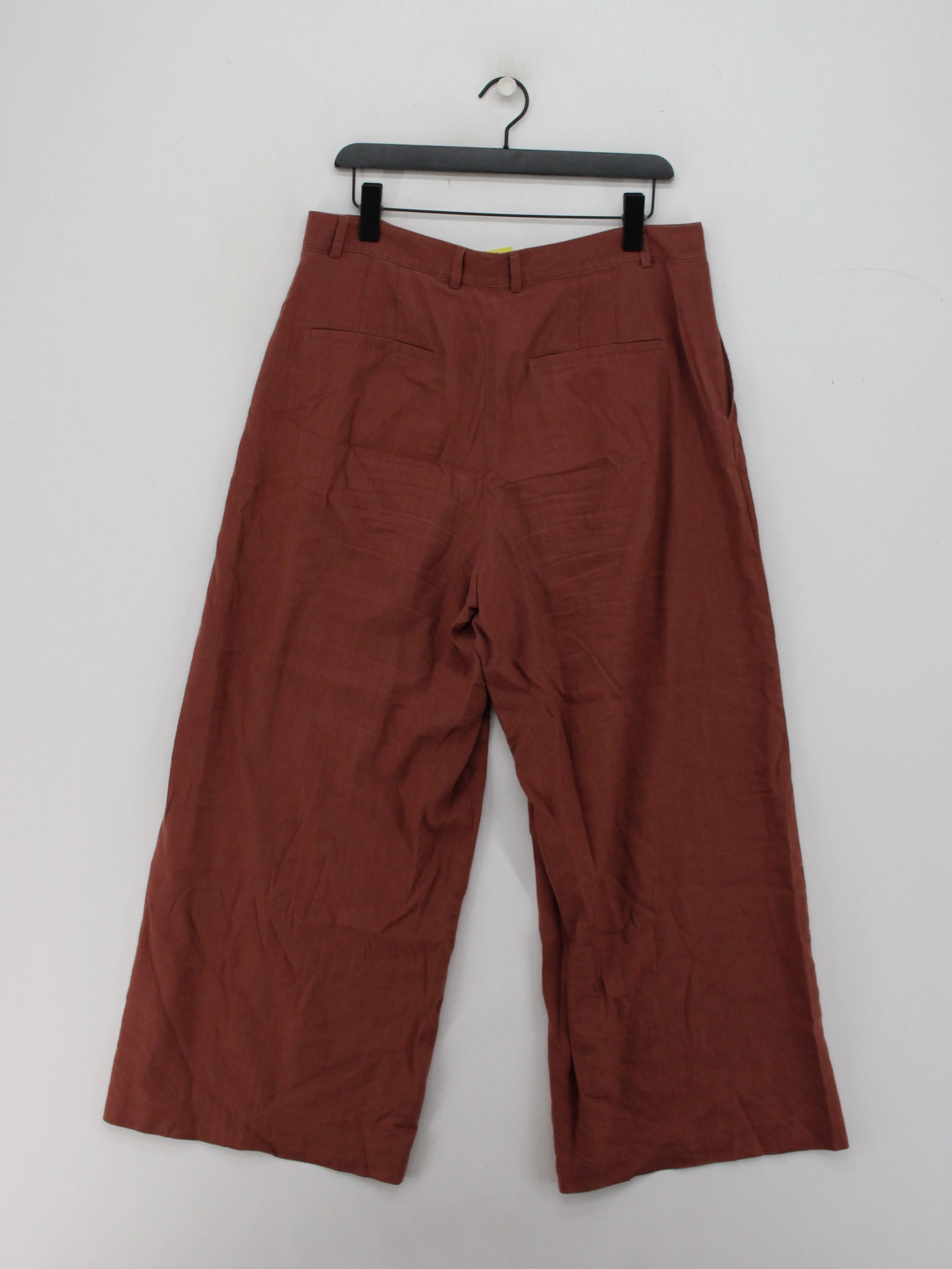 Club Monaco Women's Trousers UK 12 Brown Linen with Viscose, Elastane Chino - Image 2