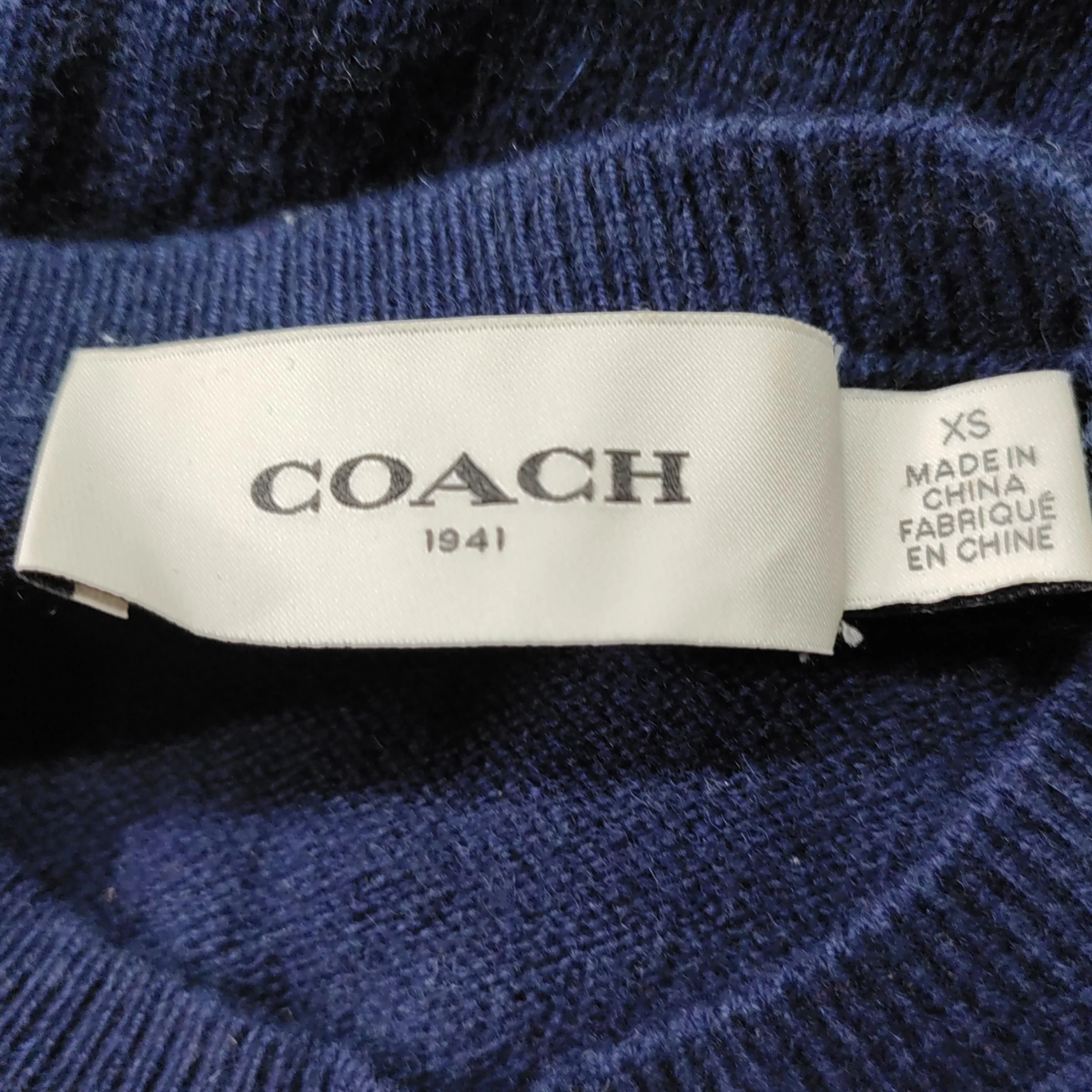 Coach Men's Jumper XS Blue 100% Cashmere Crew Neck Pullover - Image 5