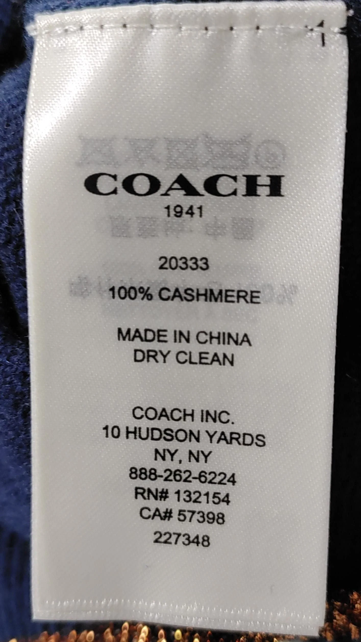 Coach Men's Jumper XS Blue 100% Cashmere Crew Neck Pullover - Image 6