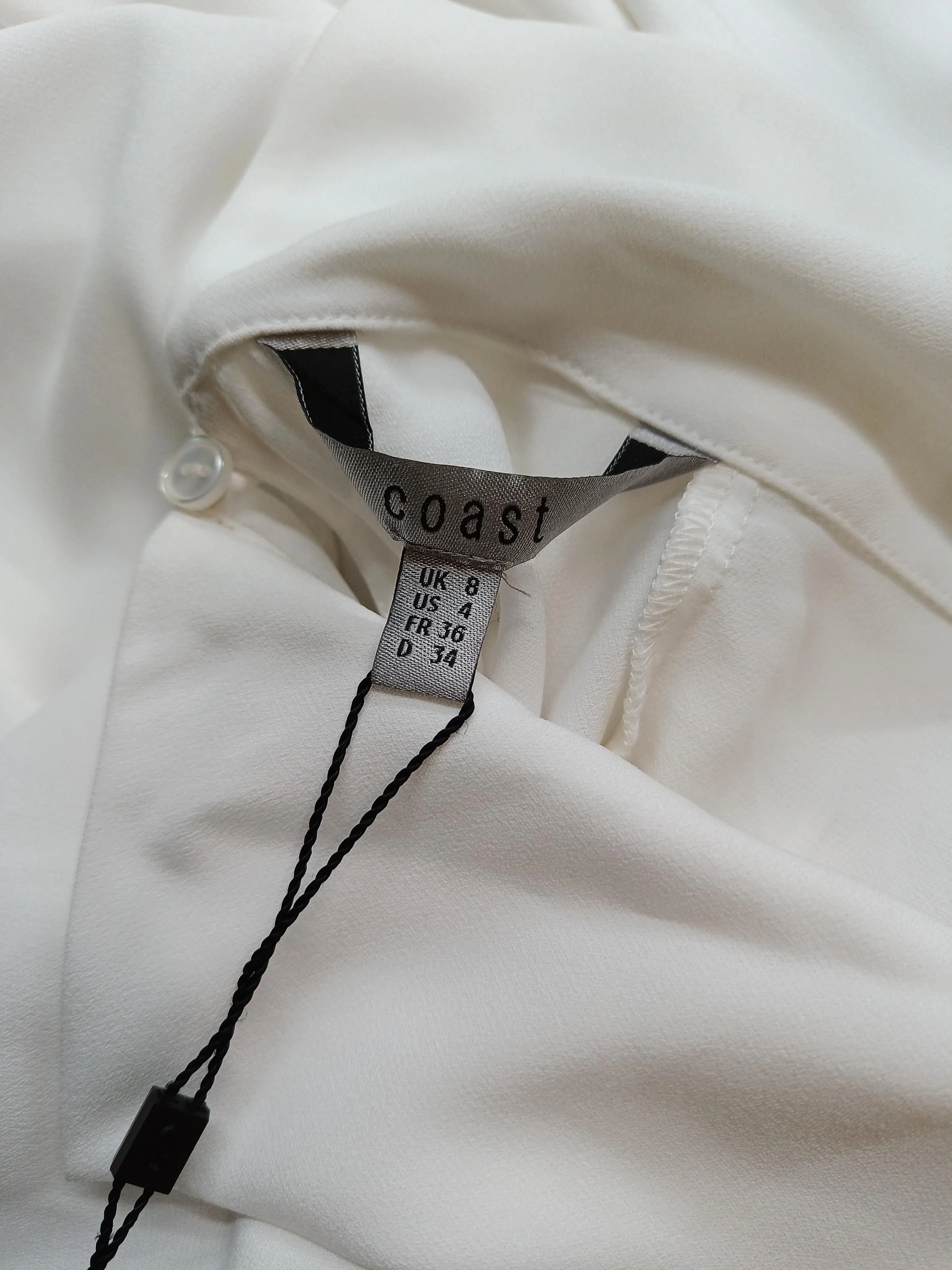 Coast Women's Blouse UK 8 White 100% Polyester Basic New with tags - Image 5