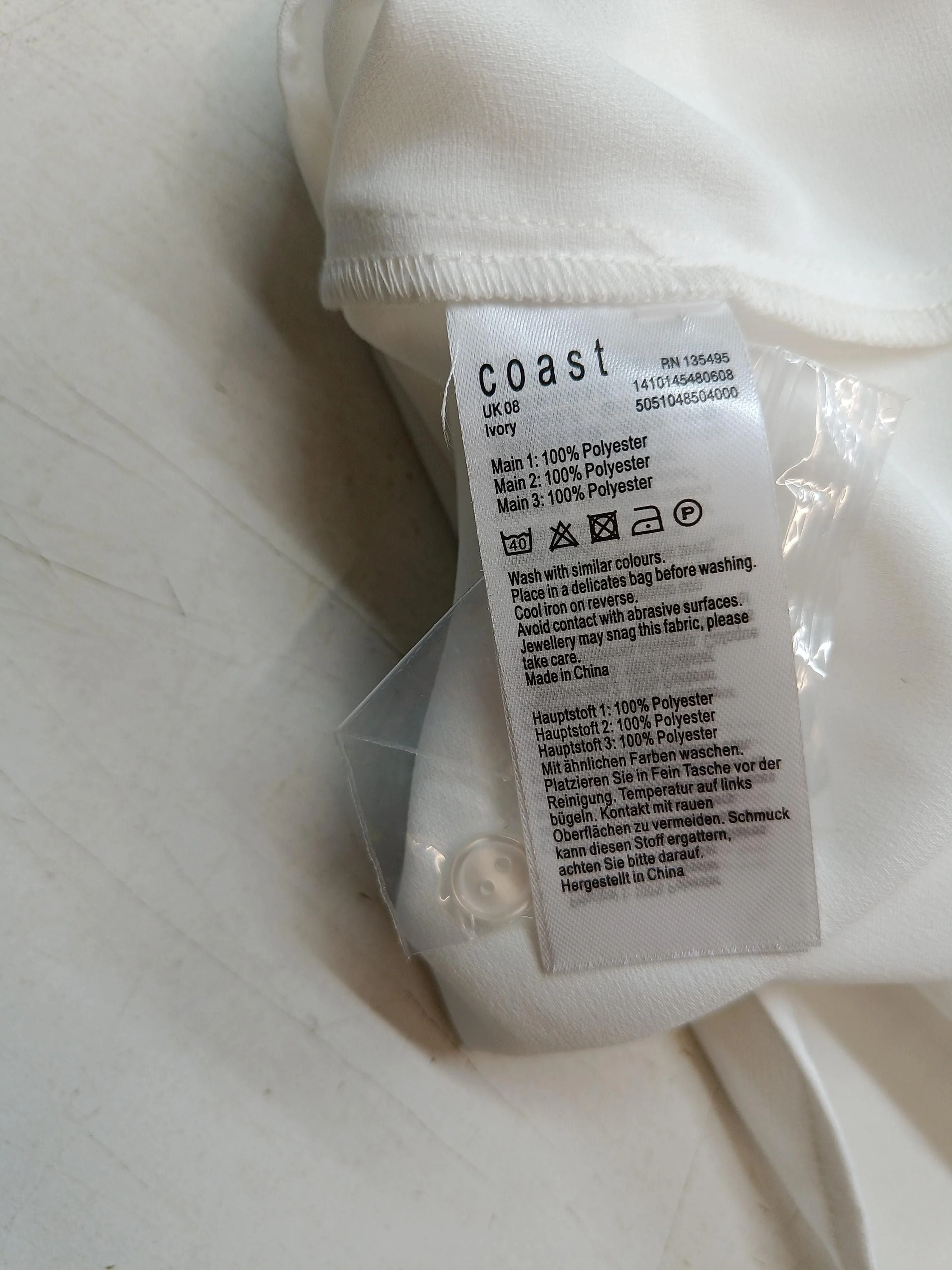 Coast Women's Blouse UK 8 White 100% Polyester Basic New with tags - Image 6