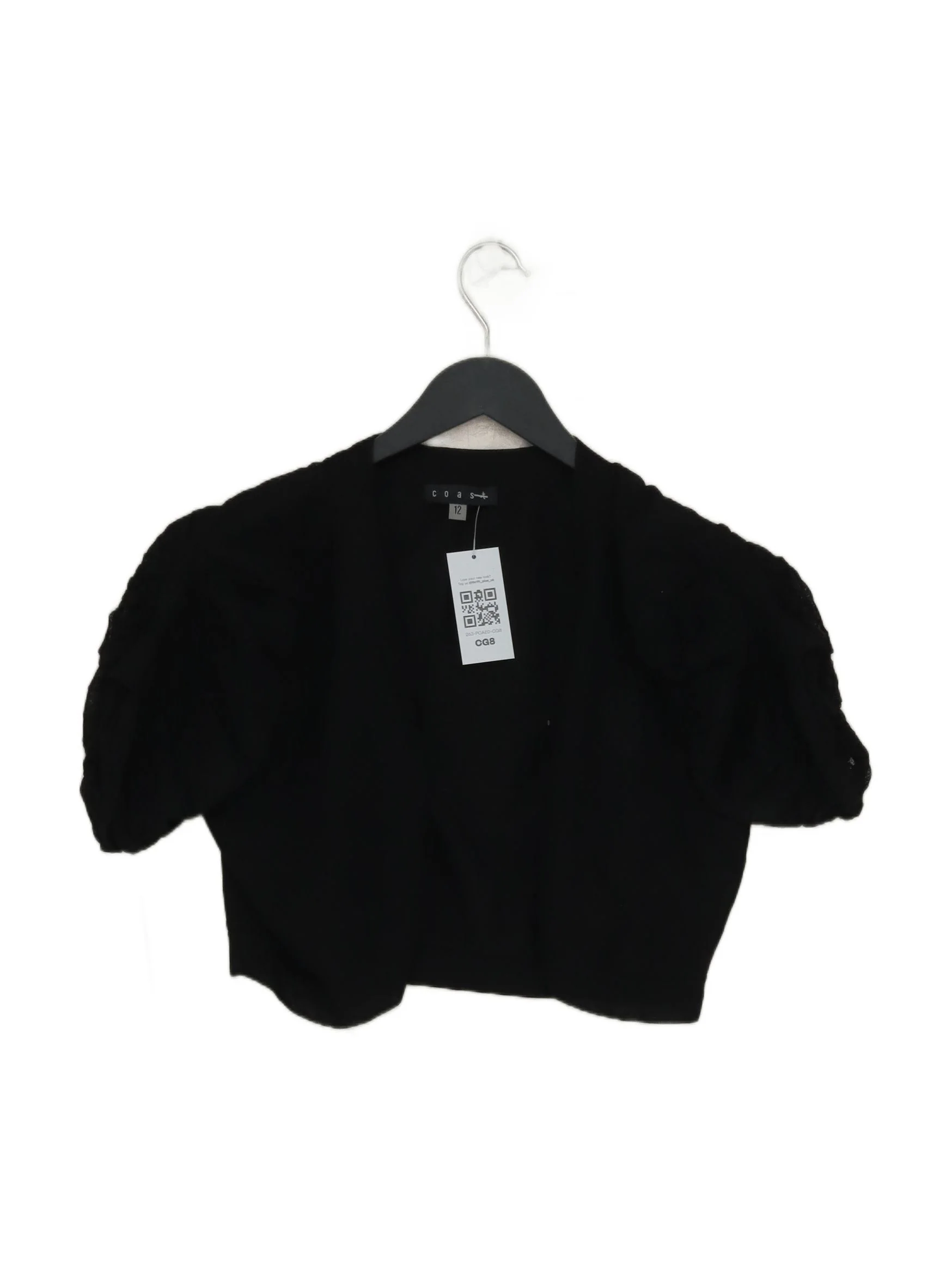 Coast Women's Cardigan UK 12 Black Viscose with Polyamide Round Neck Cardigan
