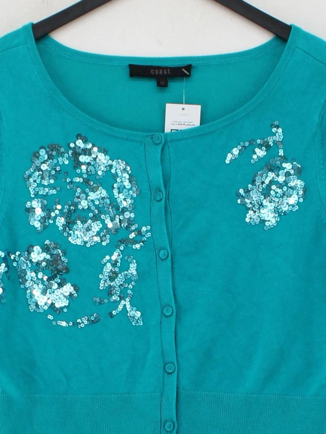 Coast Women's Cardigan UK 12 Blue Viscose with Polyamide, Elastane Cardigan - Image 3