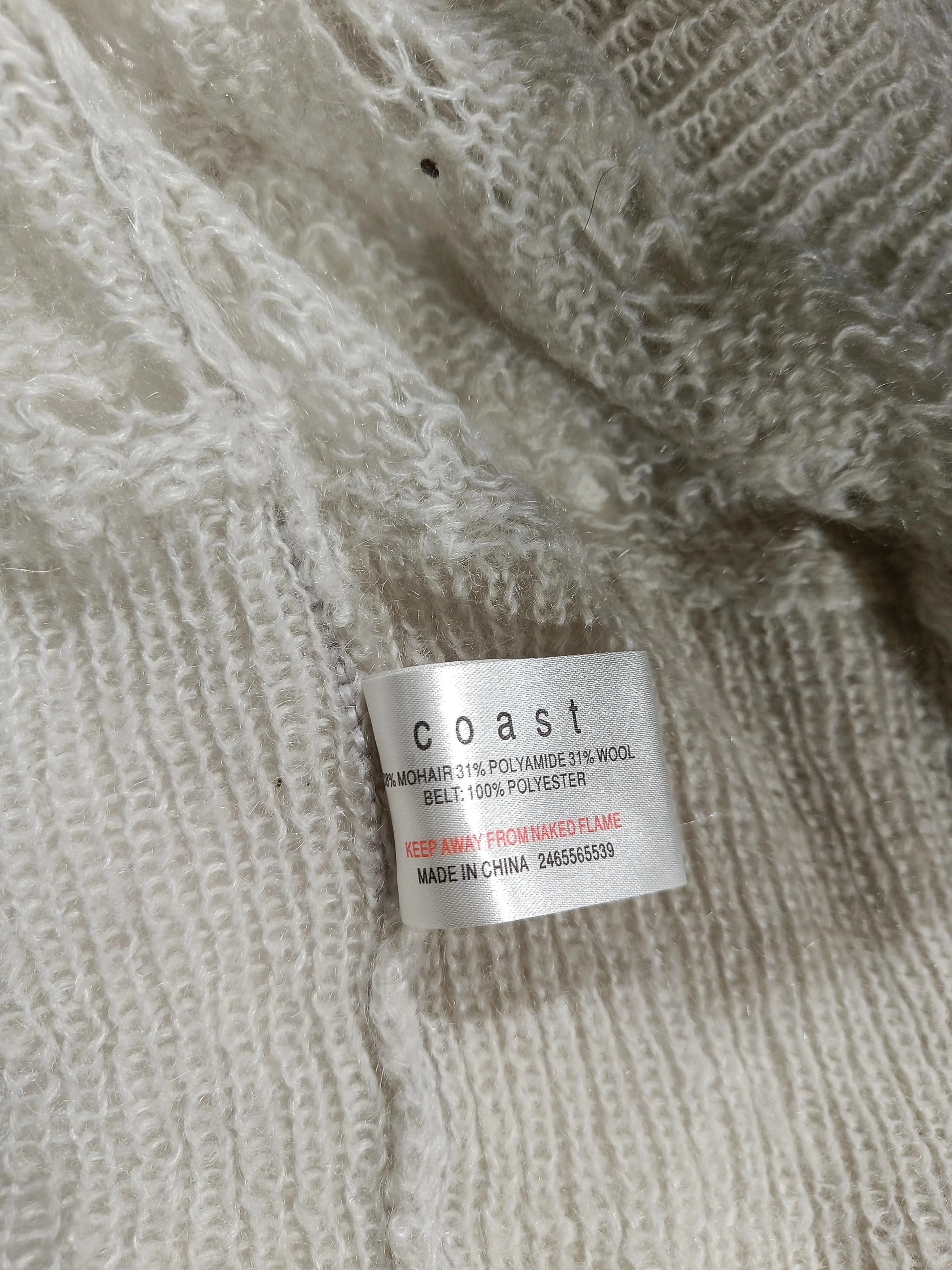 Coast Women's Cardigan UK 12 Cream Mohair with Polyamide, Wool V-Neck Cardigan - Image 6