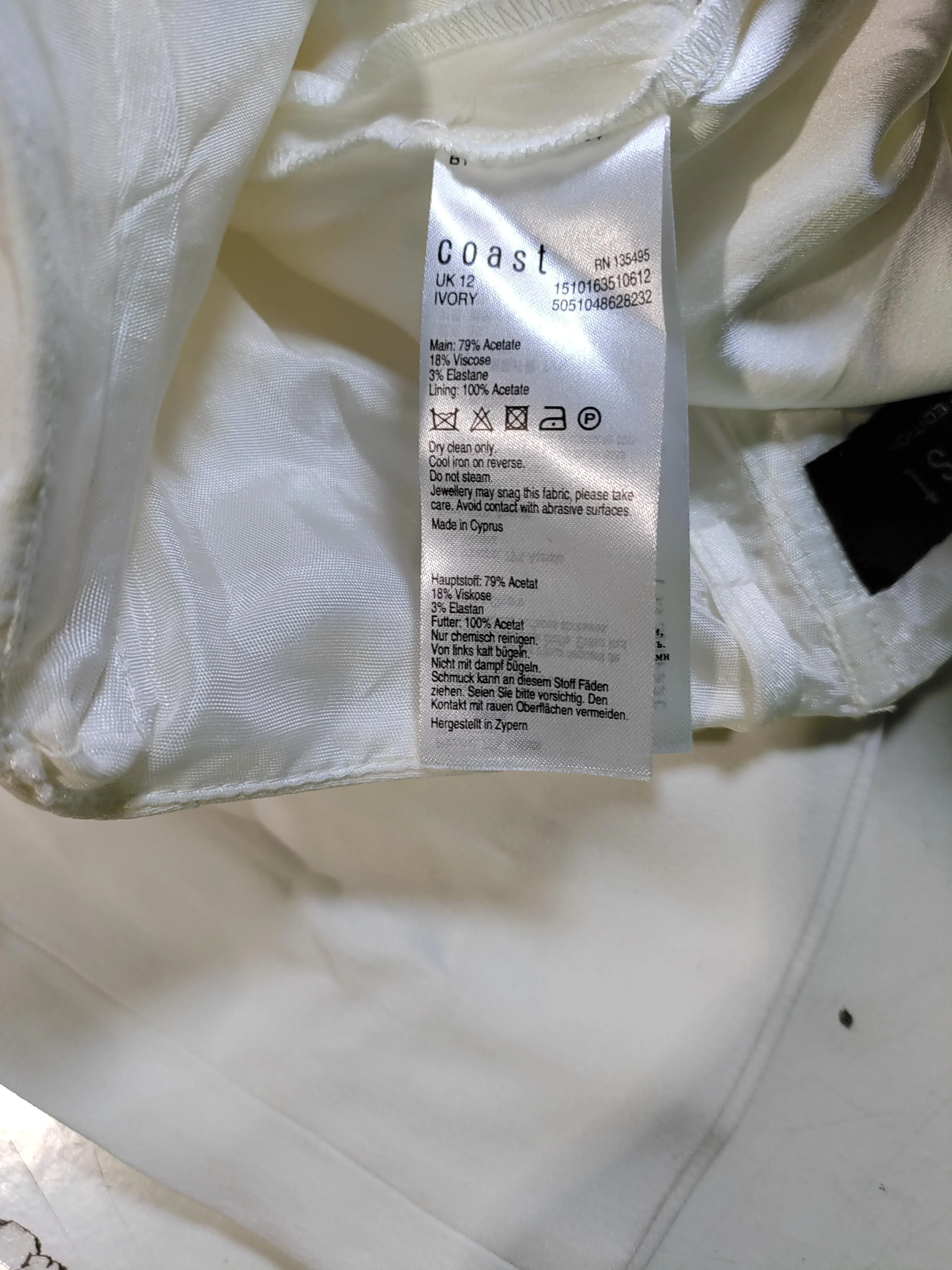 Coast Women's Jumpsuit UK 12 Cream Acetate with Viscose, Elastane Jumpsuit - Image 6