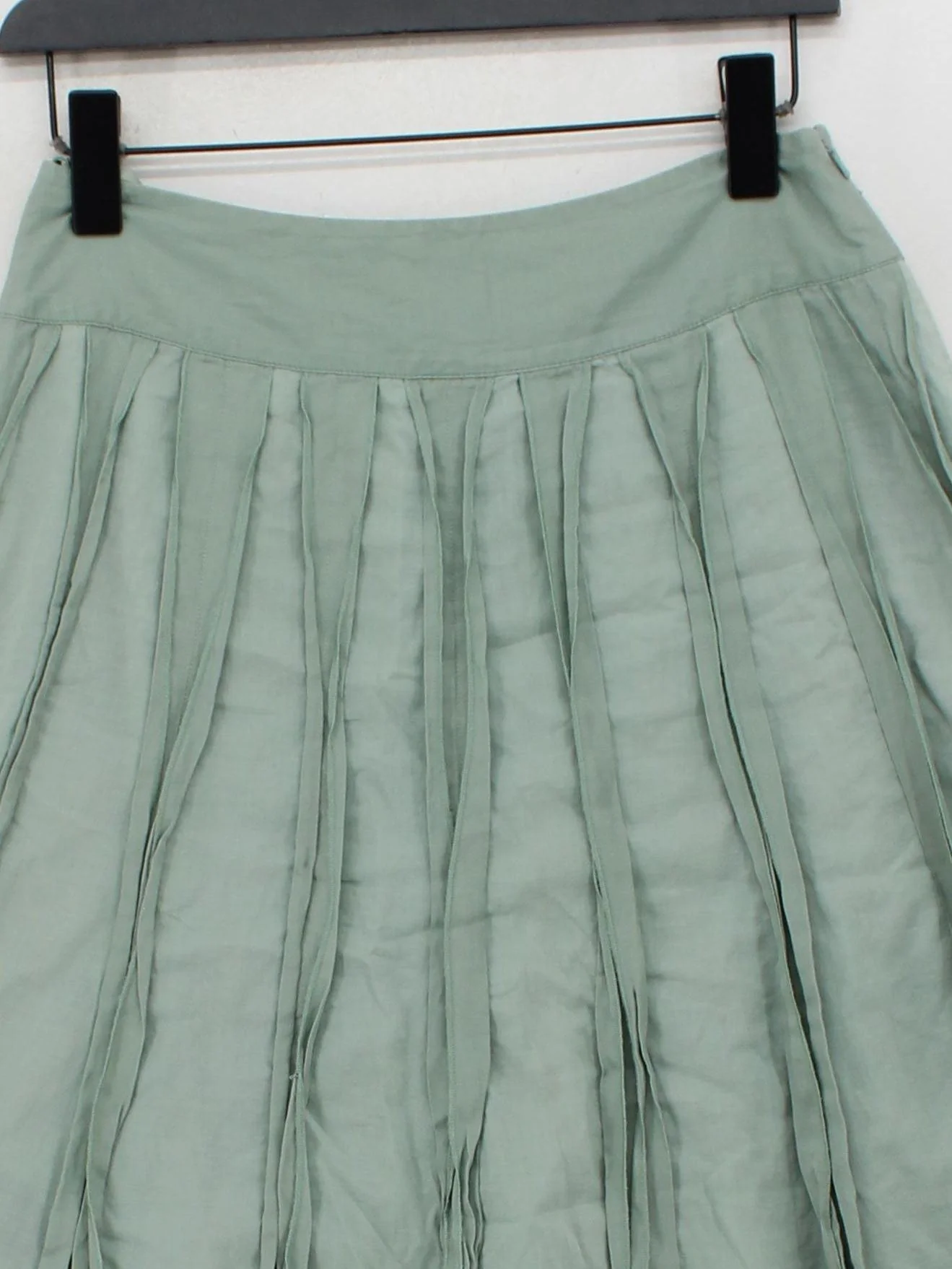 Coast Women's Midi Skirt UK 10 Green Cotton with Silk Midi Pleated - Image 3
