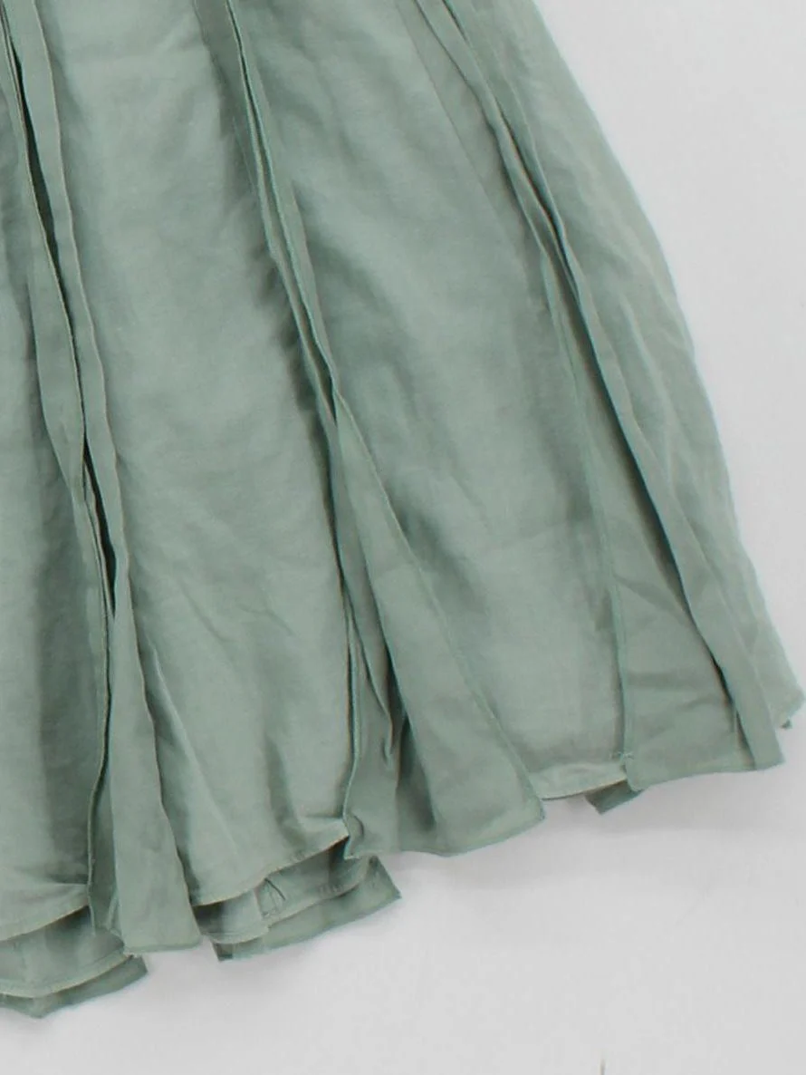 Coast Women's Midi Skirt UK 10 Green Cotton with Silk Midi Pleated - Image 4